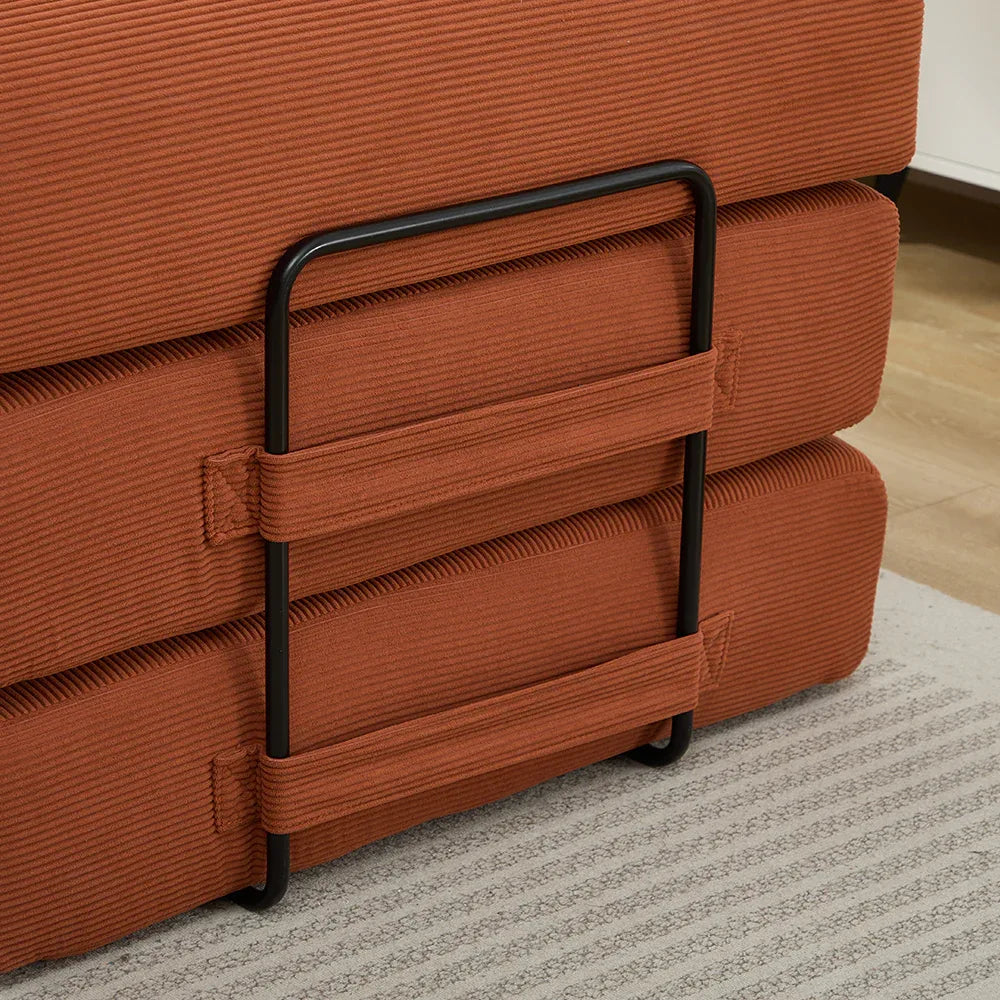 Corduroy Folding Sofa Bed With Foam Mattress And Pillows - Omega Lifestyles