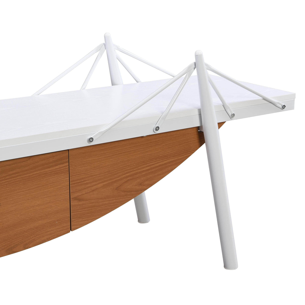 Sailboat-Shaped Modern MDF Wood TV Stand With Drawer - Sleep Galleria