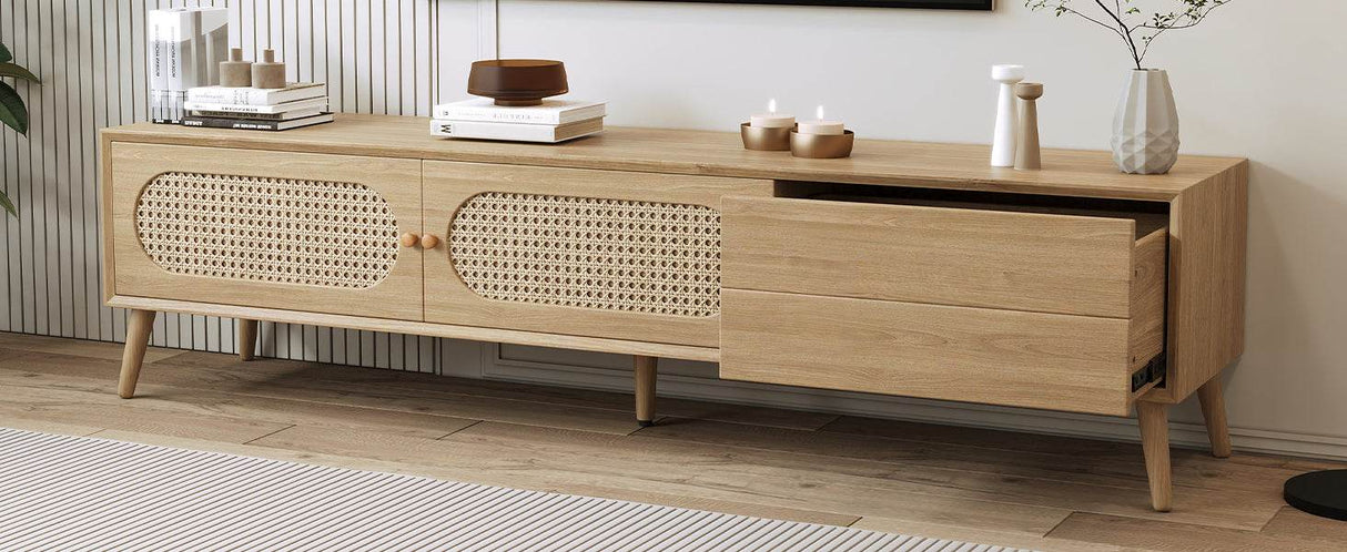 Boho Farmhouse Solid Wood TV Stand Cabinet - Sleep Galleria