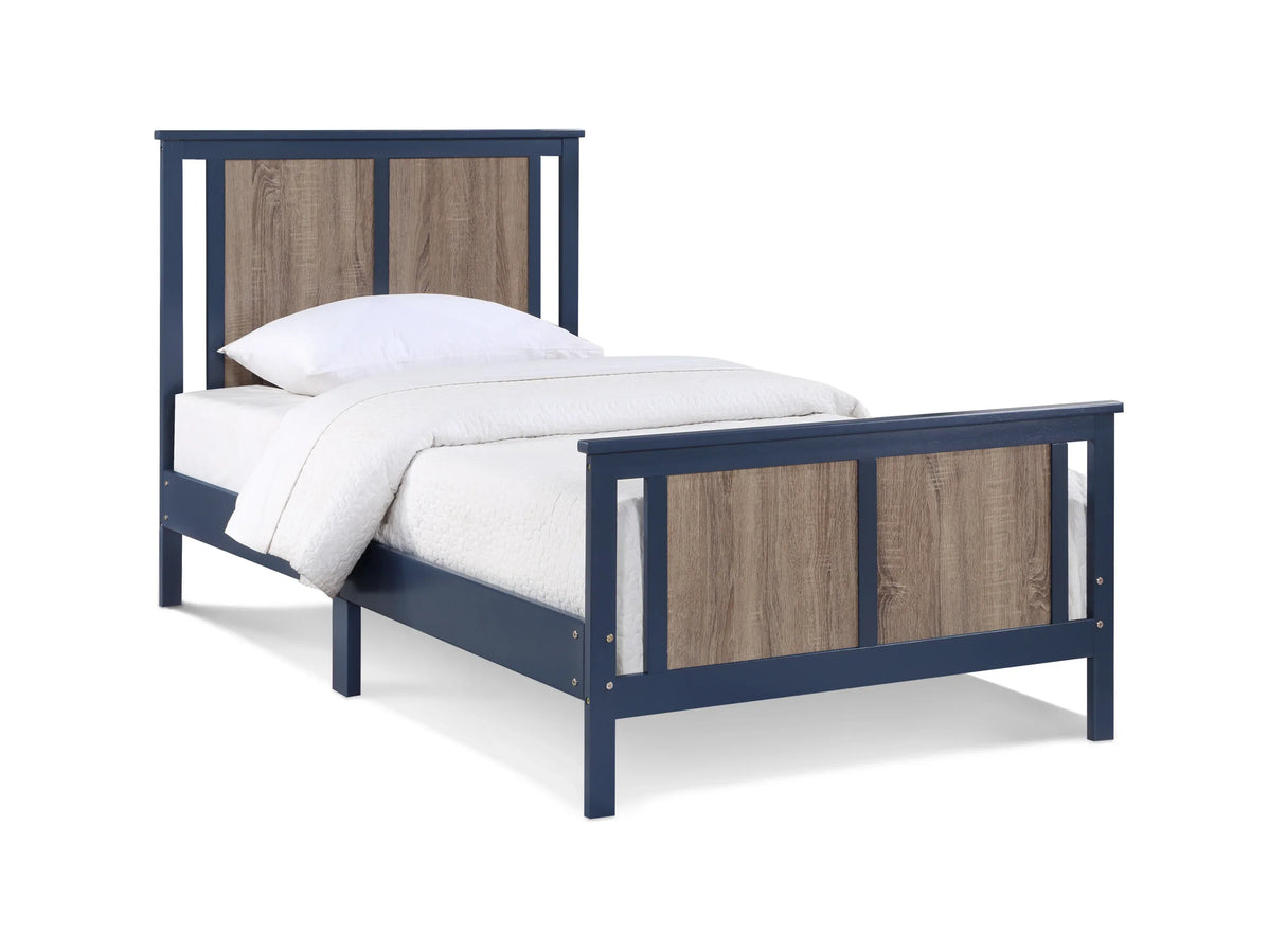 Solid Wood Reversible Twin Bed Frame Dark Blue - Omega Lifestyles