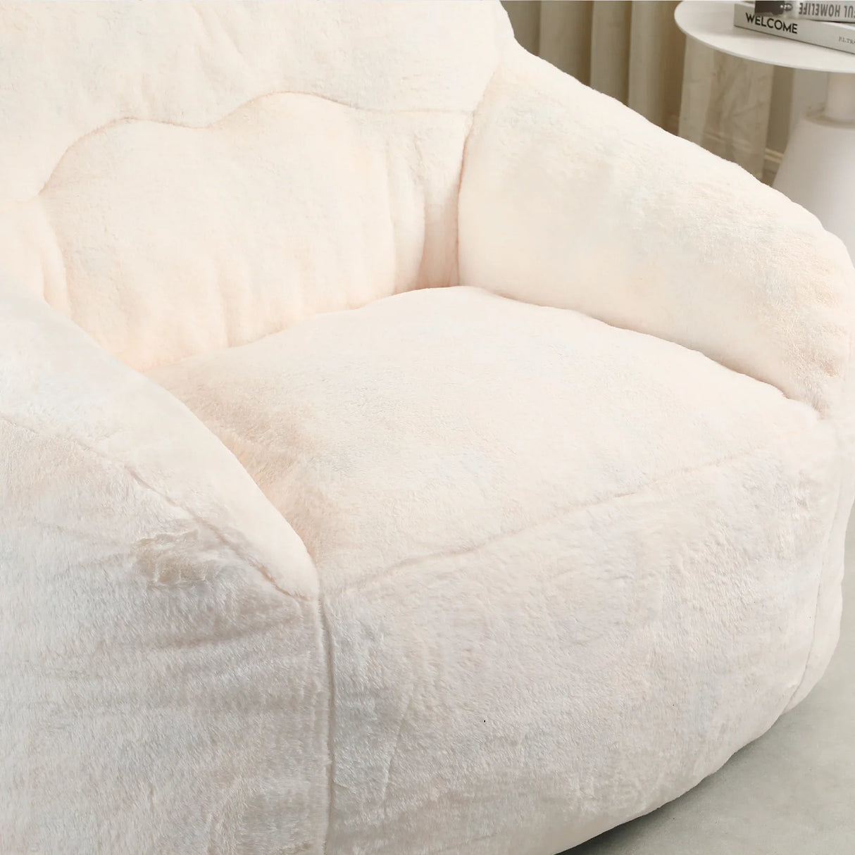 Large Faux Fur High-Density Foam Bean Bag Chair - Omega Lifestyles