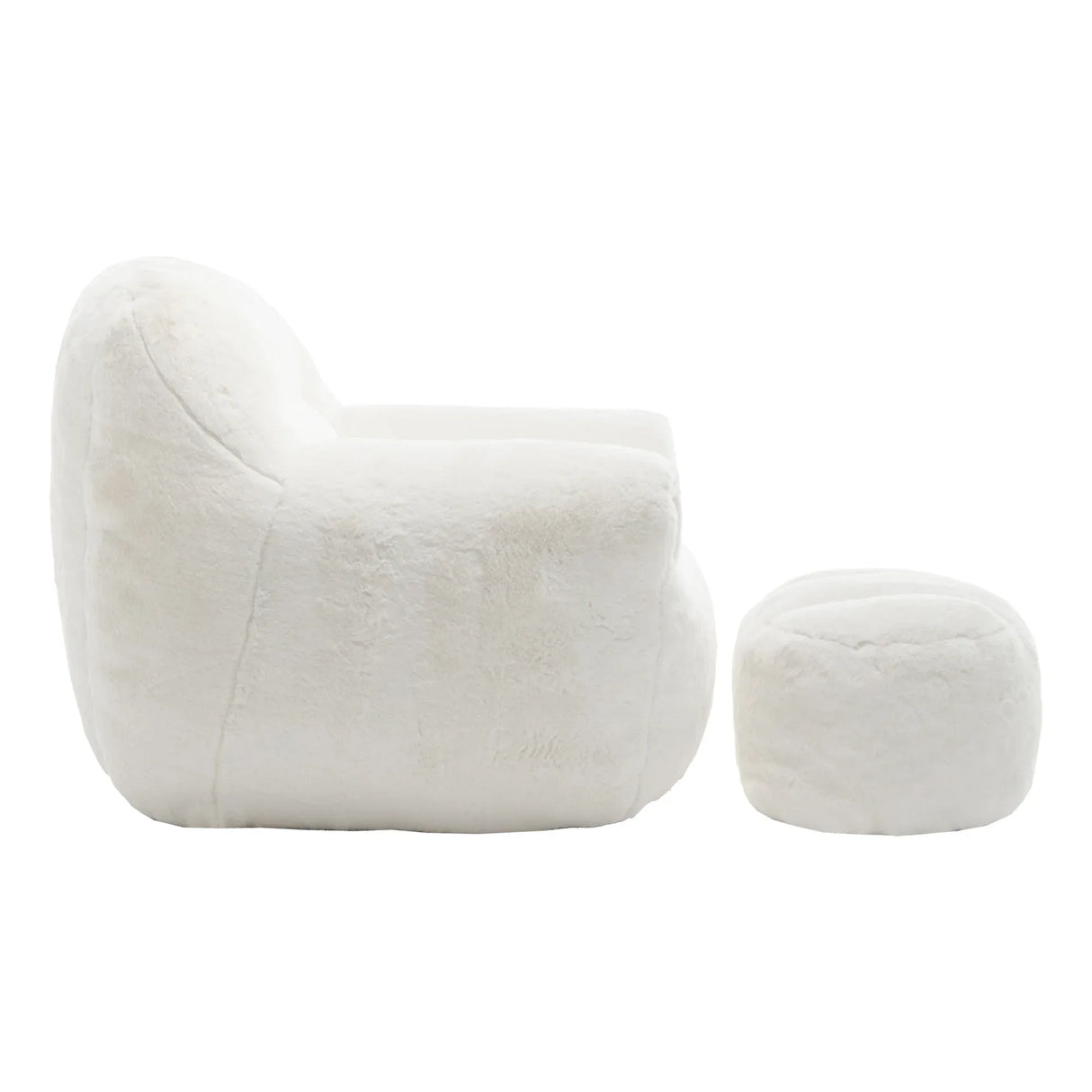 Faux Fur High Density Foam Bean Bag Chair With Footstool - Omega Lifestyles