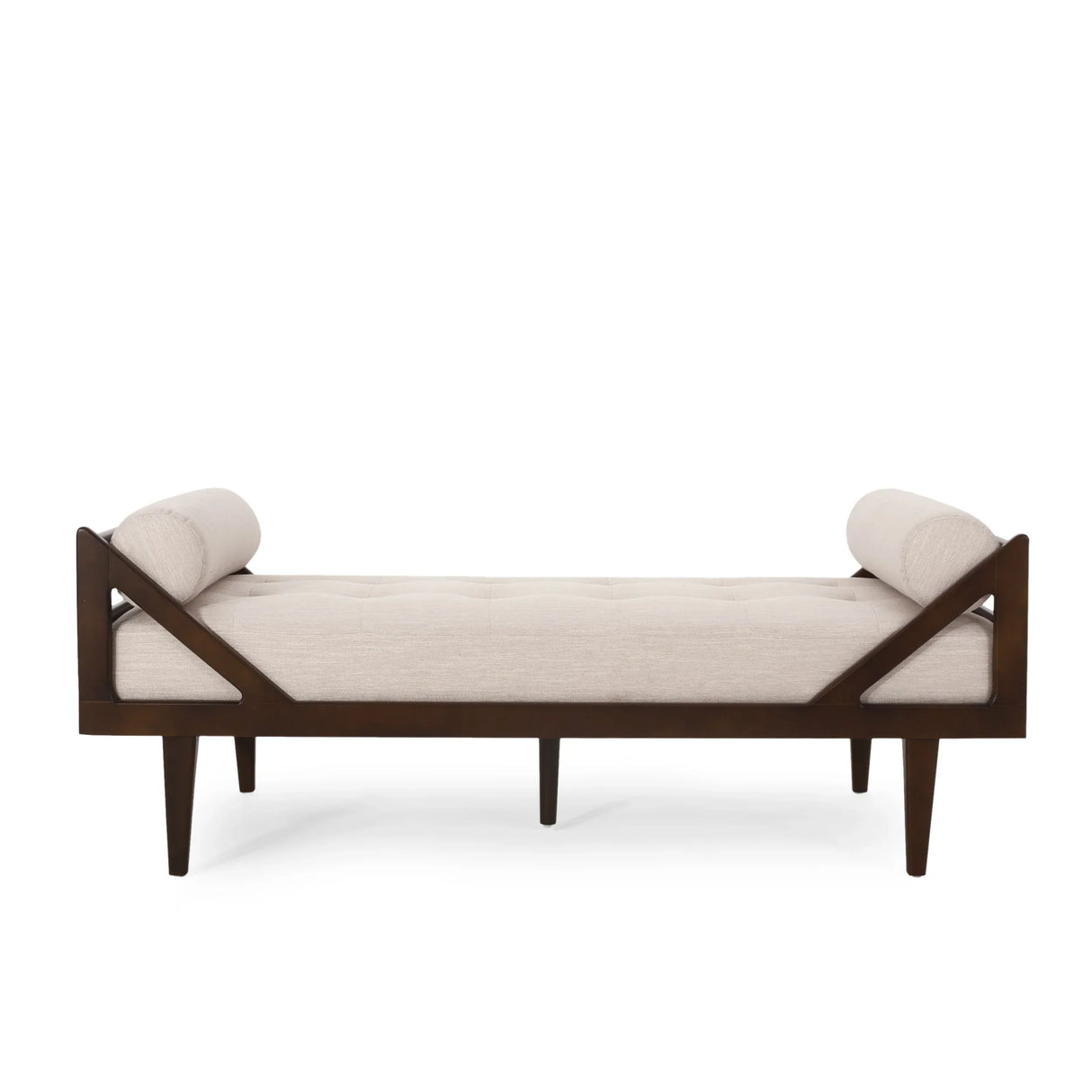Beige Fabric Button Tufted Bentwood Chaise Lounge - Omega Lifestyles