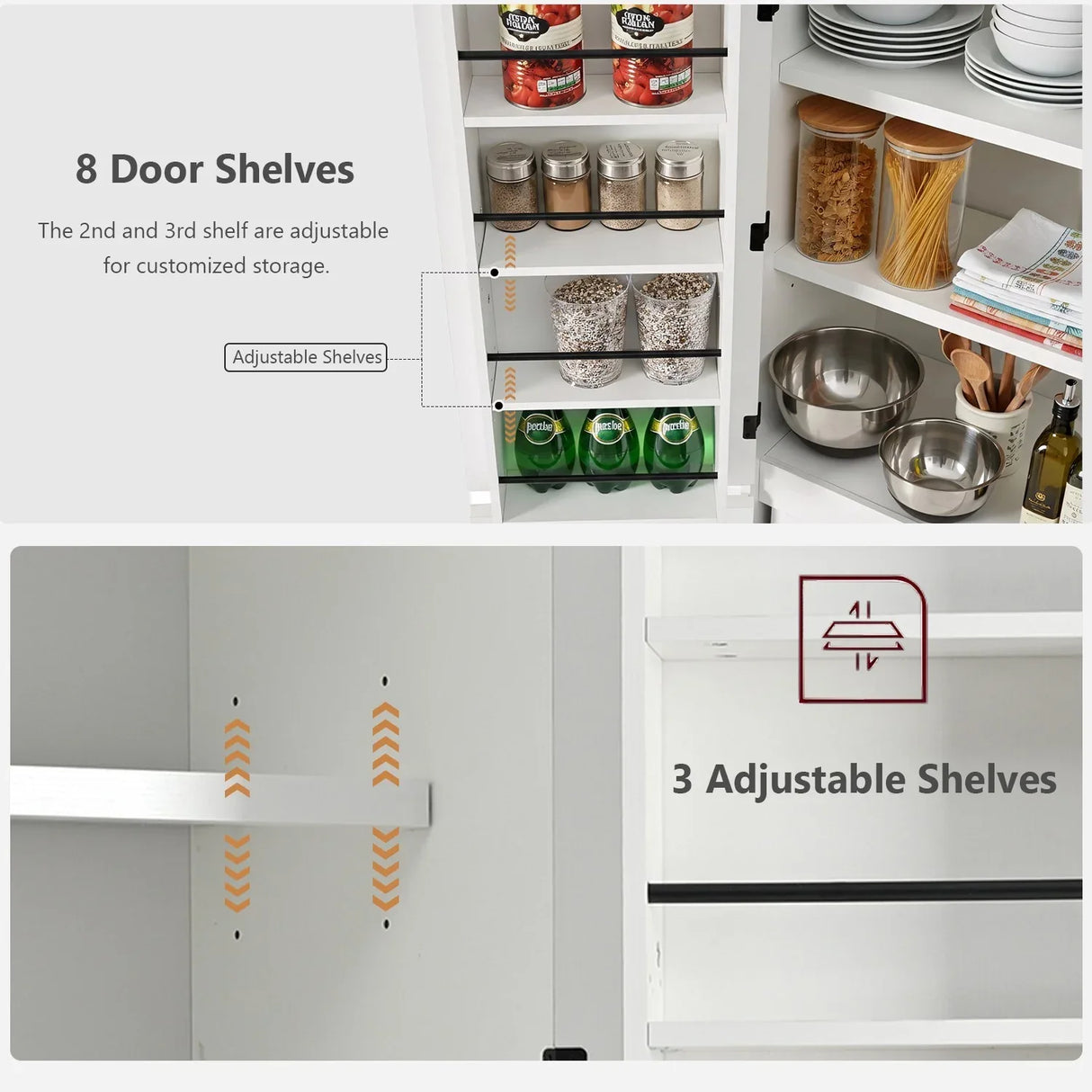 Modern Curved Design Kitchen Pantry Cabinet With Drawer - Omega Lifestyles