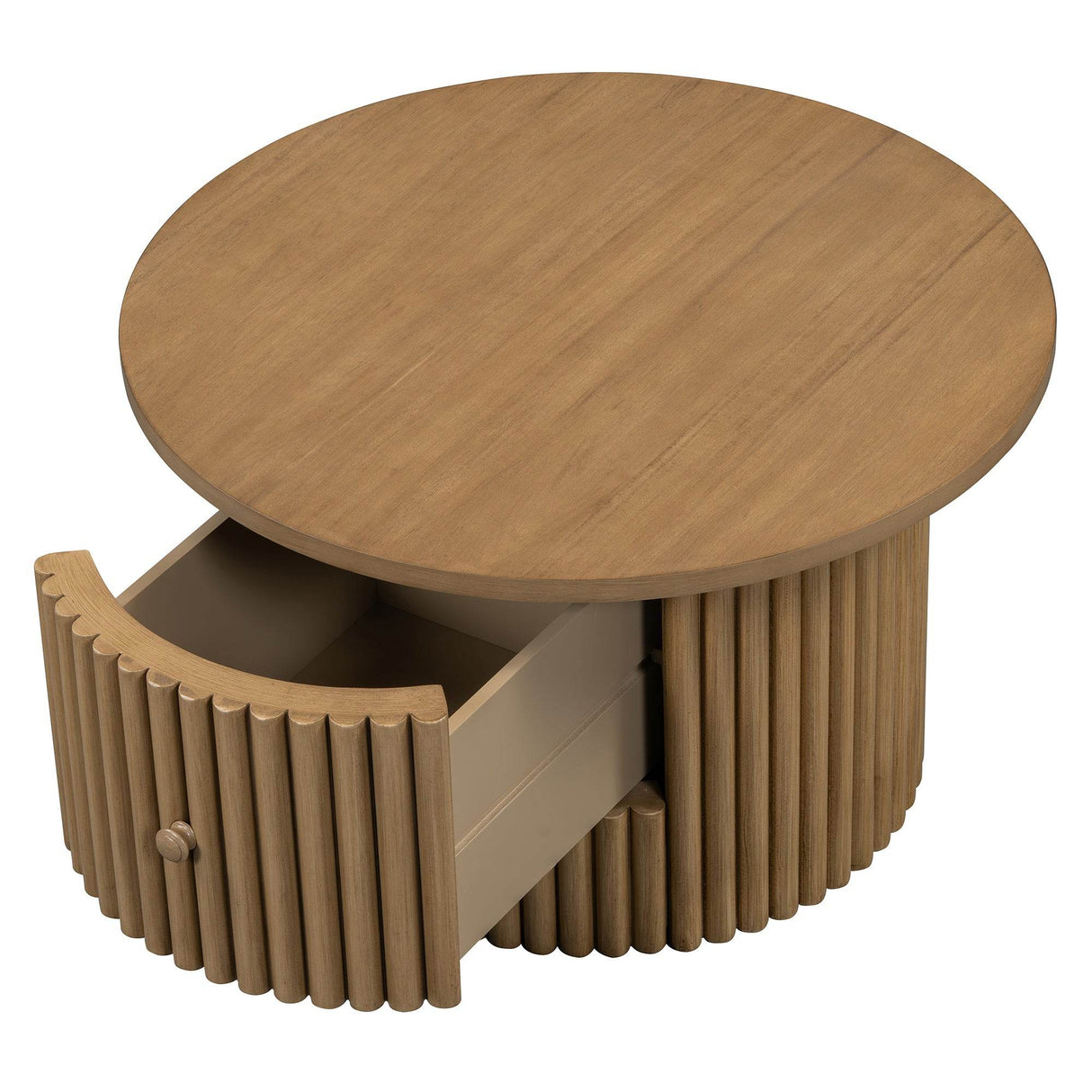 Round Farmhouse Coffee Table With Drawer - Sleep Galleria