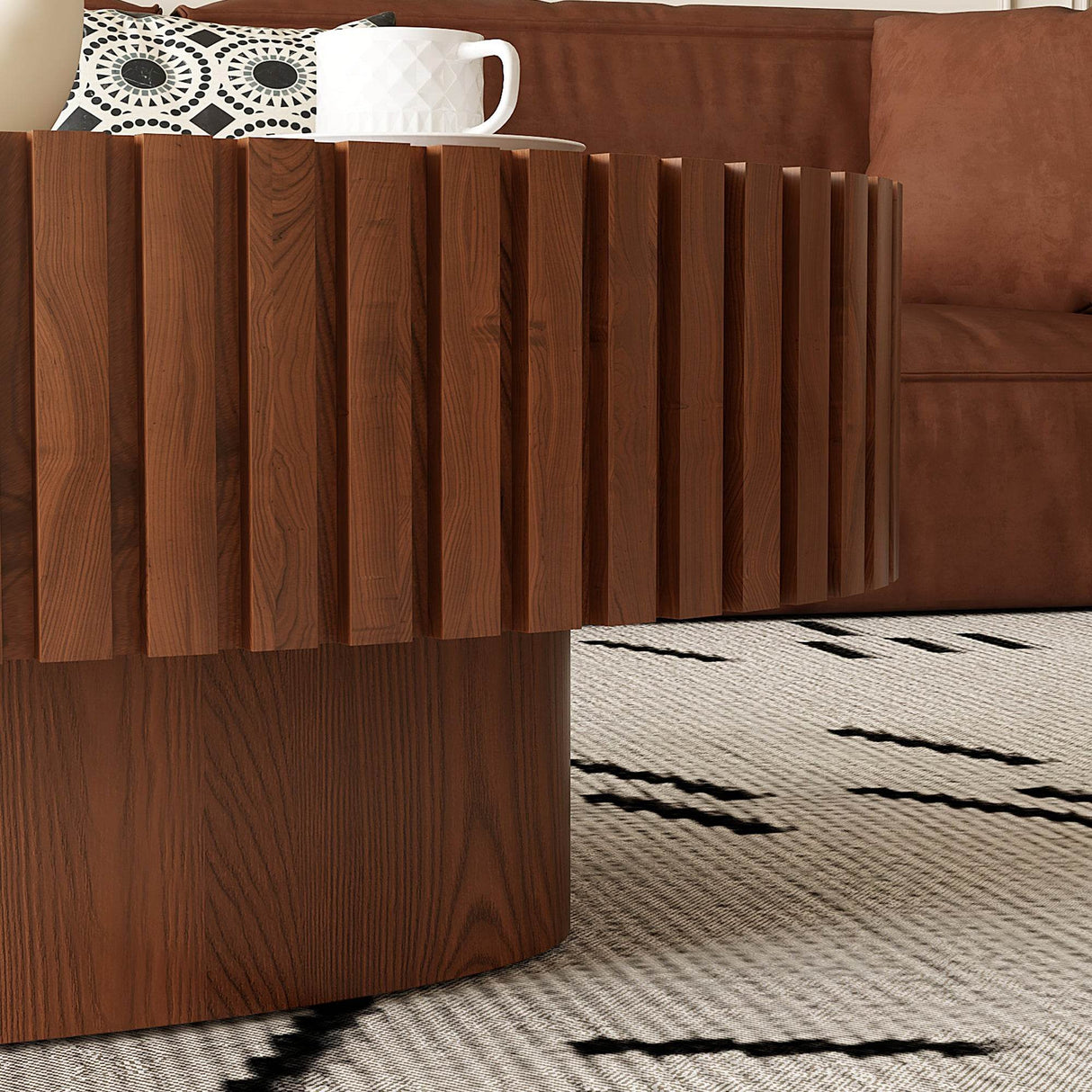 Modern Handcrafted Oval Pedestal MDF Coffee Table - Sleep Galleria