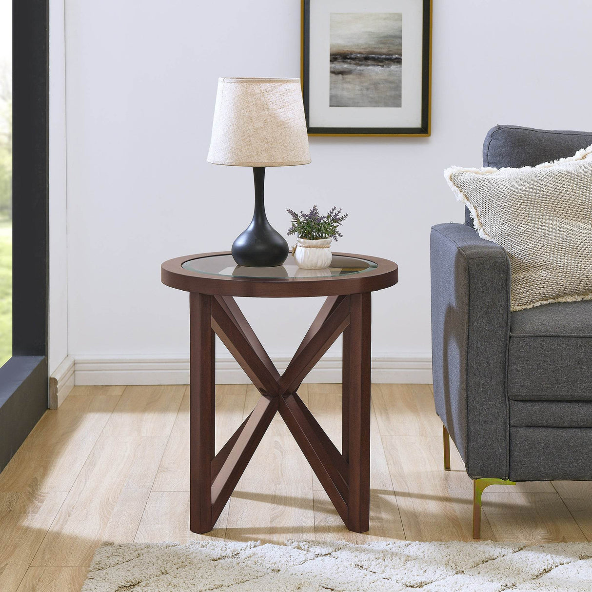 Modern Round Tempered Glass Top Coffee Table - Sleep Galleria
