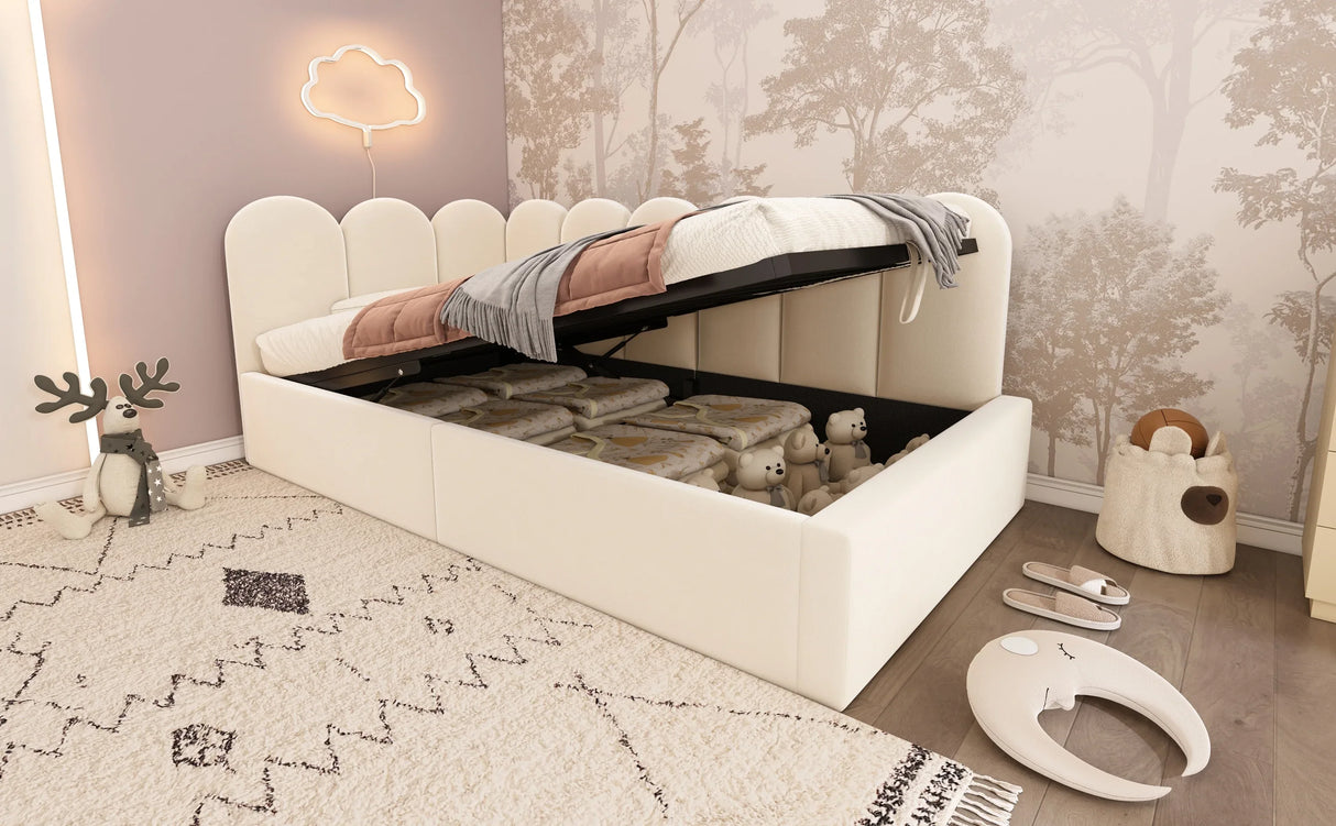 Twin Velvet Upholstered Daybed With Hydraulic Storage - Omega Lifestyles