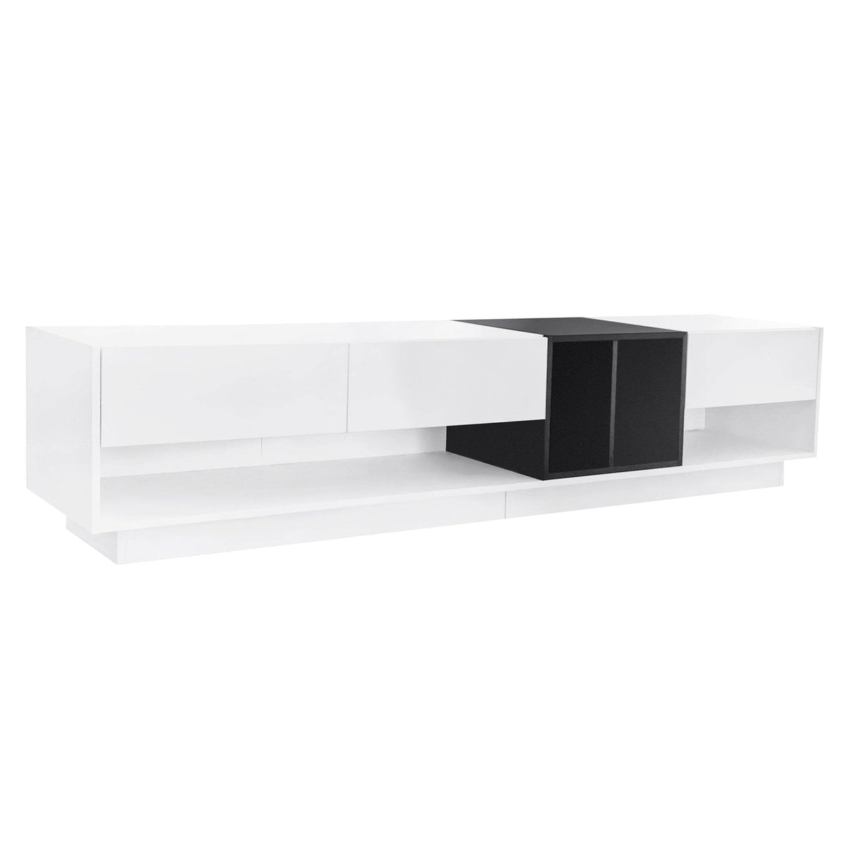 Two-Tone Particle Board White TV Stand With Storage - Sleep Galleria
