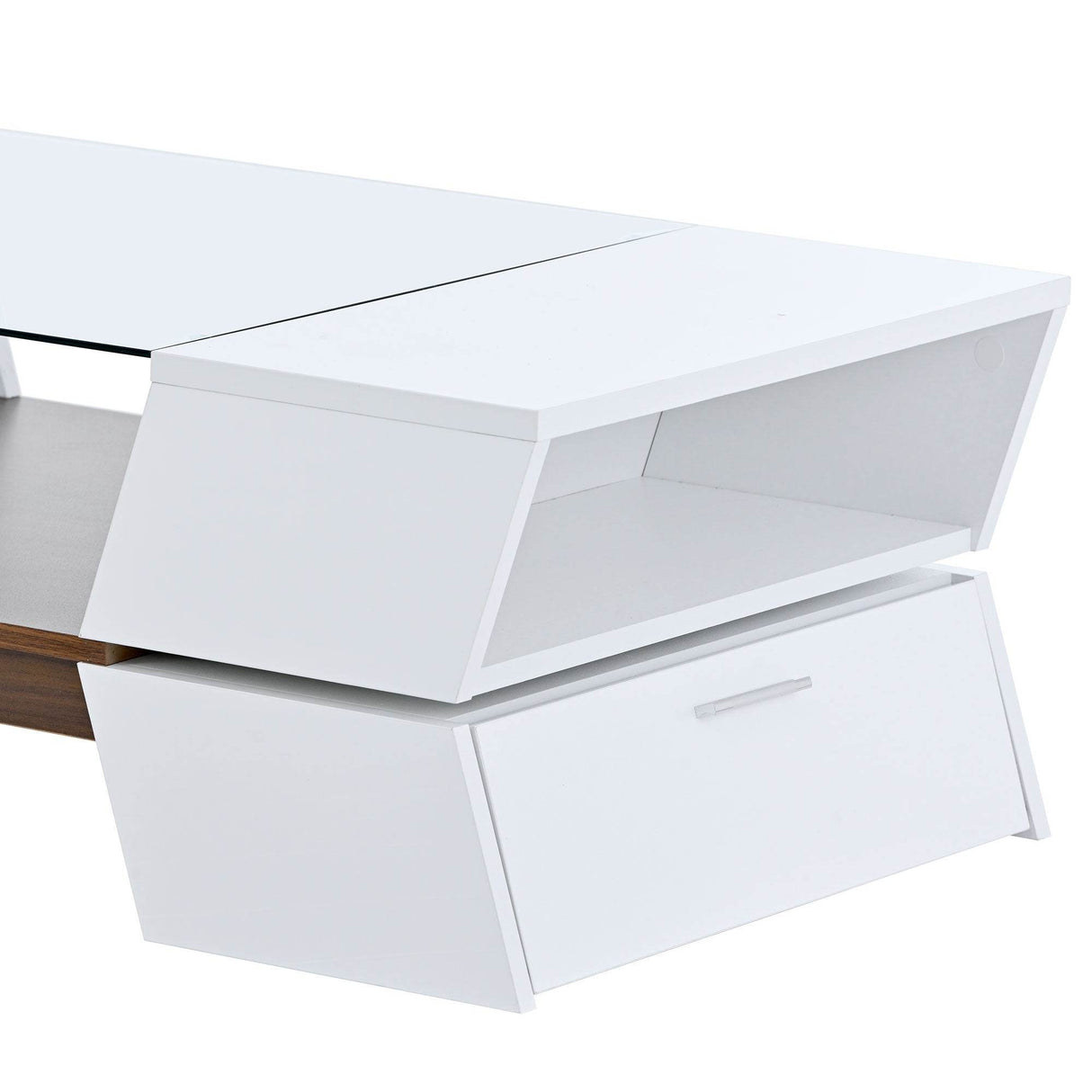 Modernist 2-Tier White Glass Top Coffee Table - Sleep Galleria