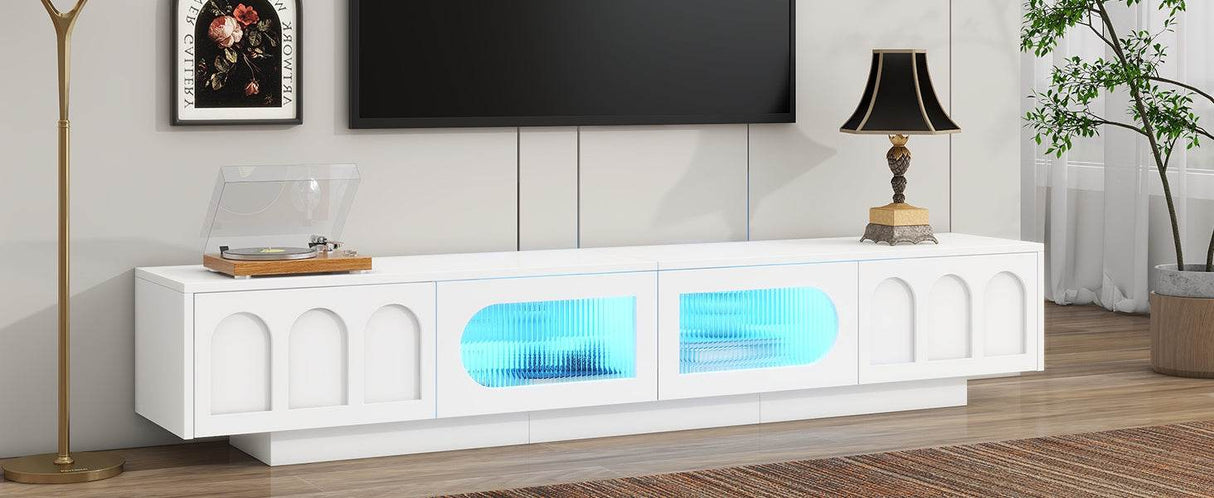 Smart LED White TV Stand With Storage Cabinets - Sleep Galleria