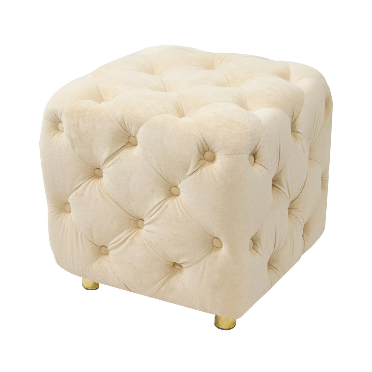 Beige Velvet Storage Ottoman With Concealed Compartment - Omega Lifestyles