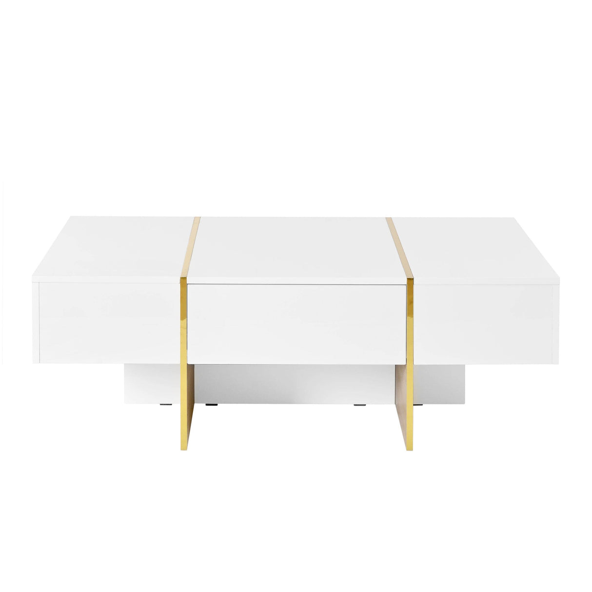Minimalist White High Gloss Coffee Table With Drawers - Sleep Galleria