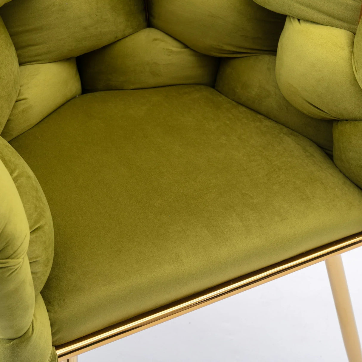 Olive Green Velvet Knitted Backrest Accent Chair - Omega Lifestyles