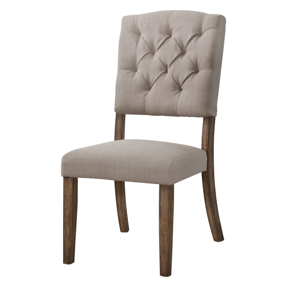 Set Of 2 Beige Linen Upholstered High-Back Side Chairs - Omega Lifestyles