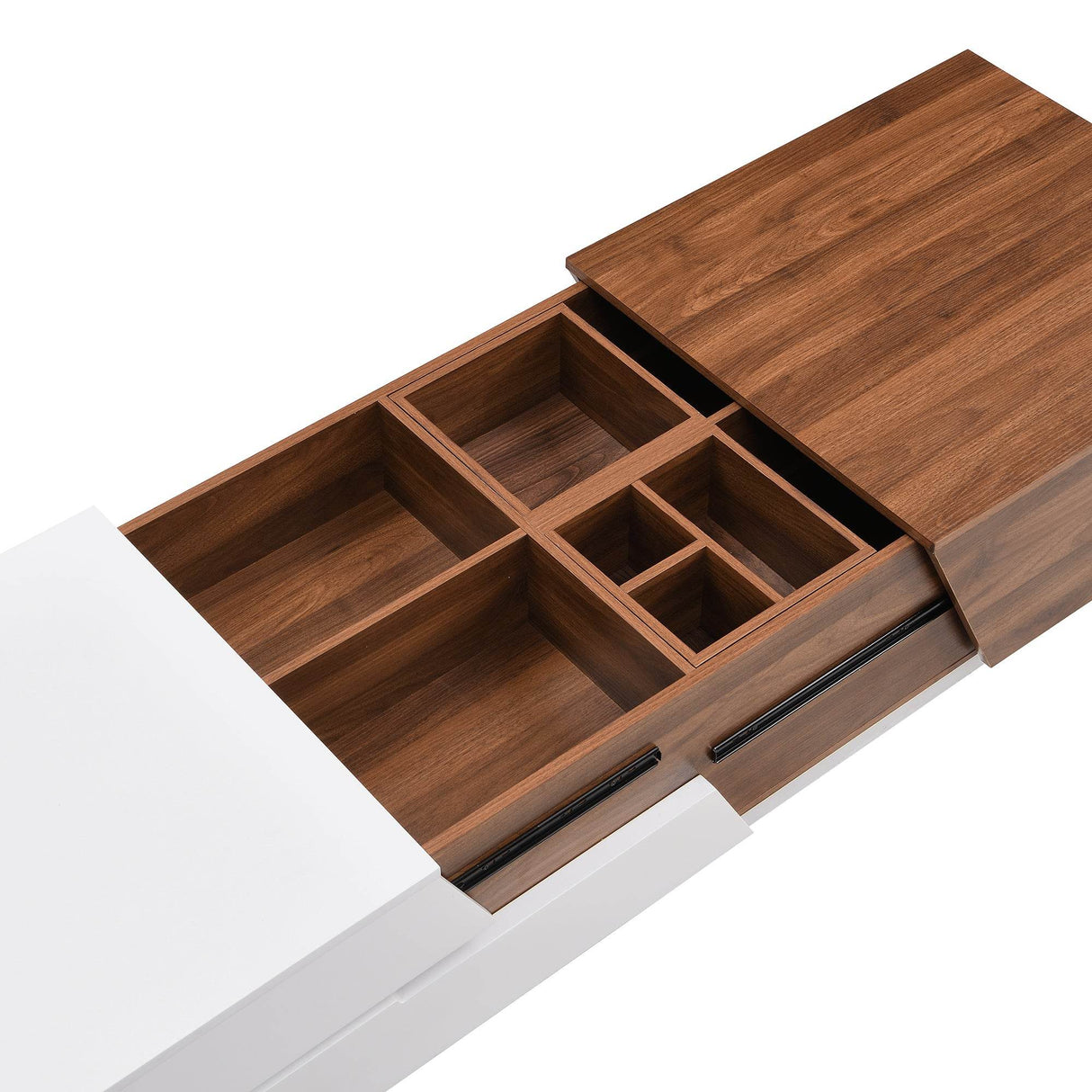 Modern Extendable Sliding Top White Walnut Coffee Table - Sleep Galleria