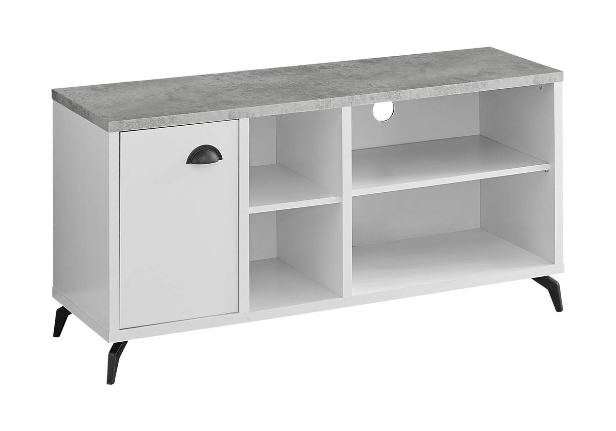 Industrial-Style 48-Inch White Grey TV Stand Console - Sleep Galleria
