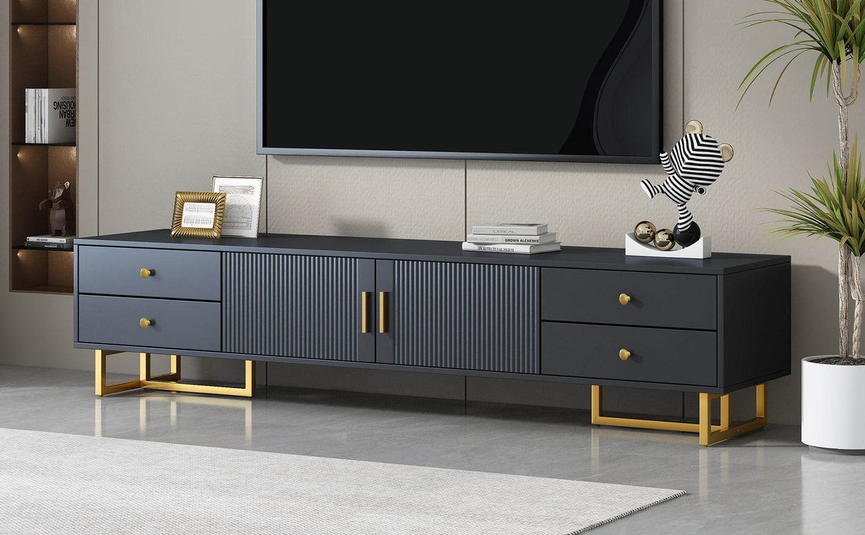 Modern Black MDF TV Stand With Storage Cabinet - Sleep Galleria