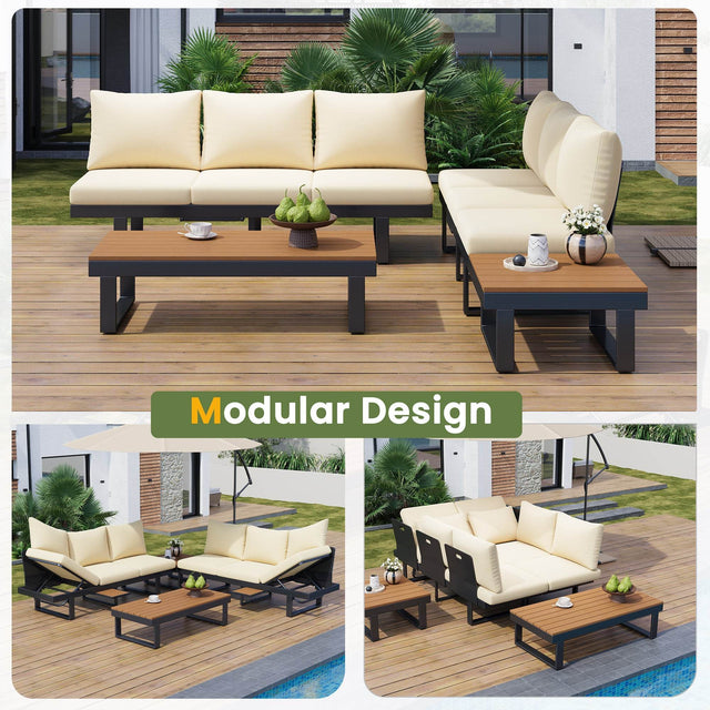 Adjustable Reclining Outdoor Sectional Patio Furniture Set - Omega Lifestyles