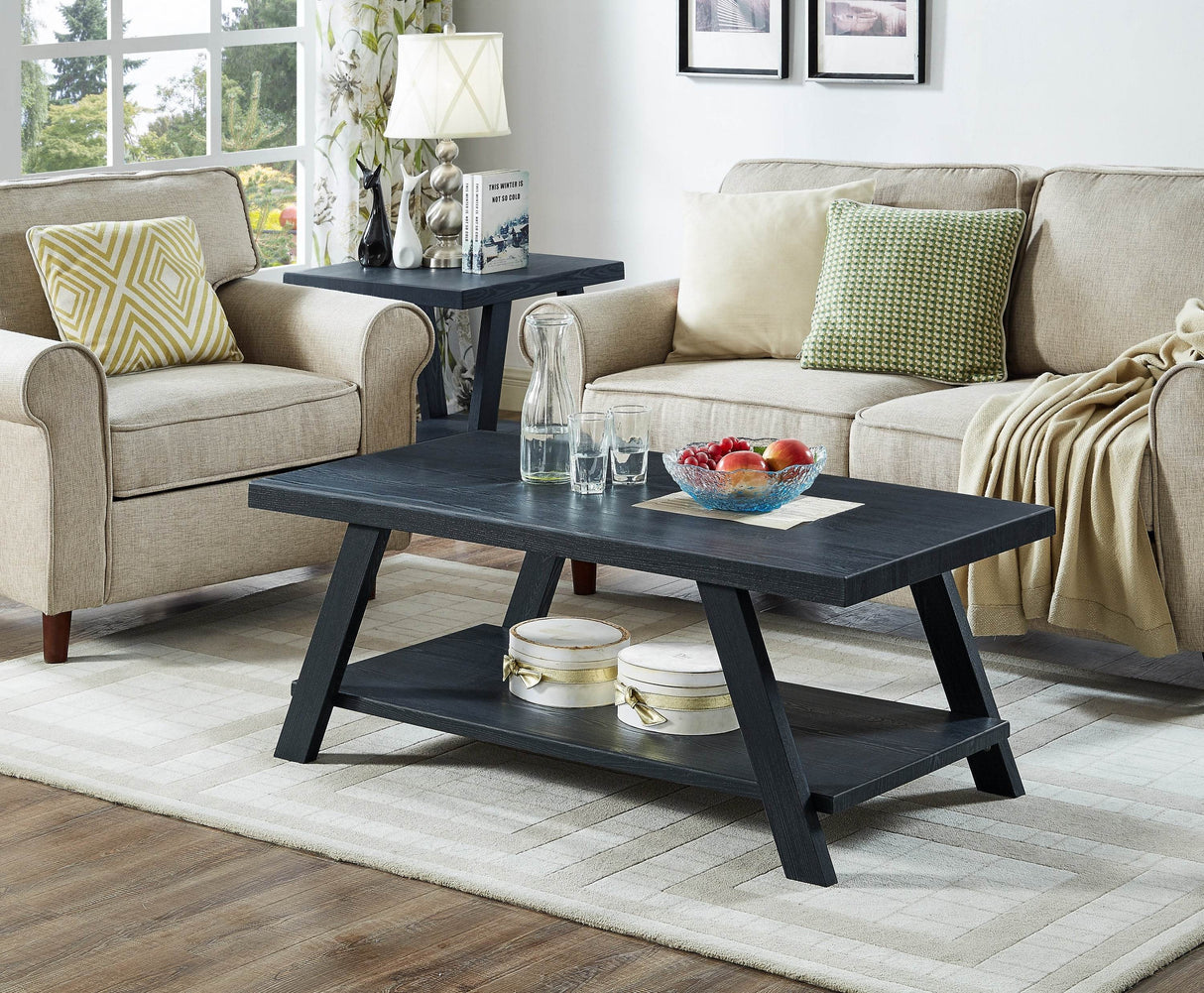 Contemporary Replicated Wood Shelf Coffee And End Table Set - Sleep Galleria