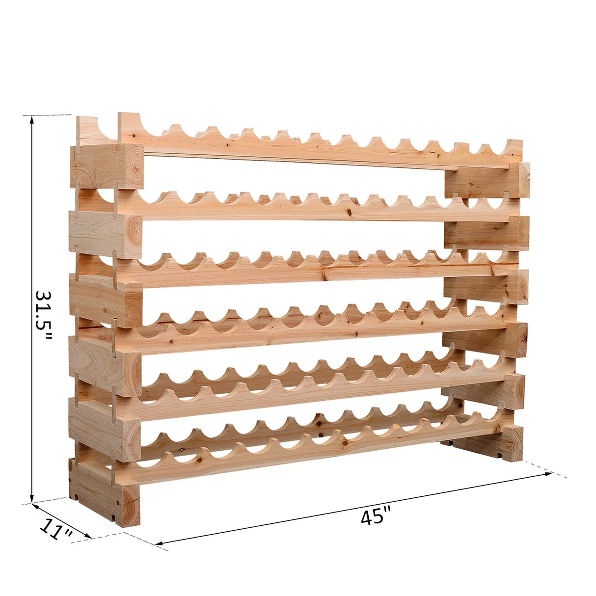 Natural Wood 6-Tier Stackable Pine Wine Rack - Omega Lifestyles