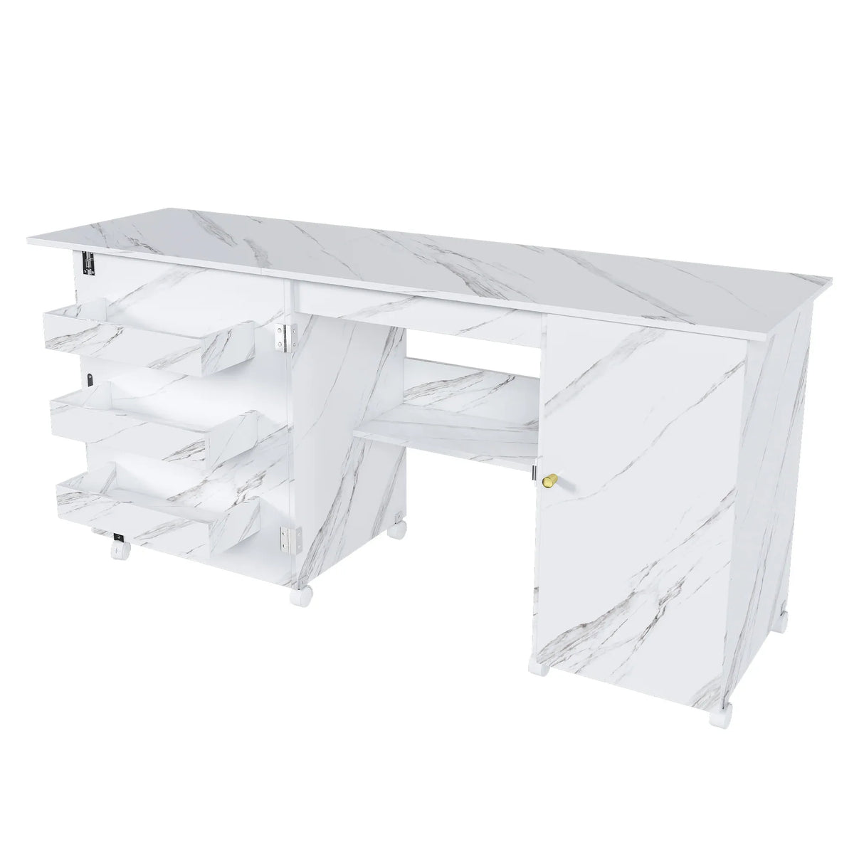 Foldable Adjustable Sewing Machine Table With Storage Cabinet - Omega Lifestyles