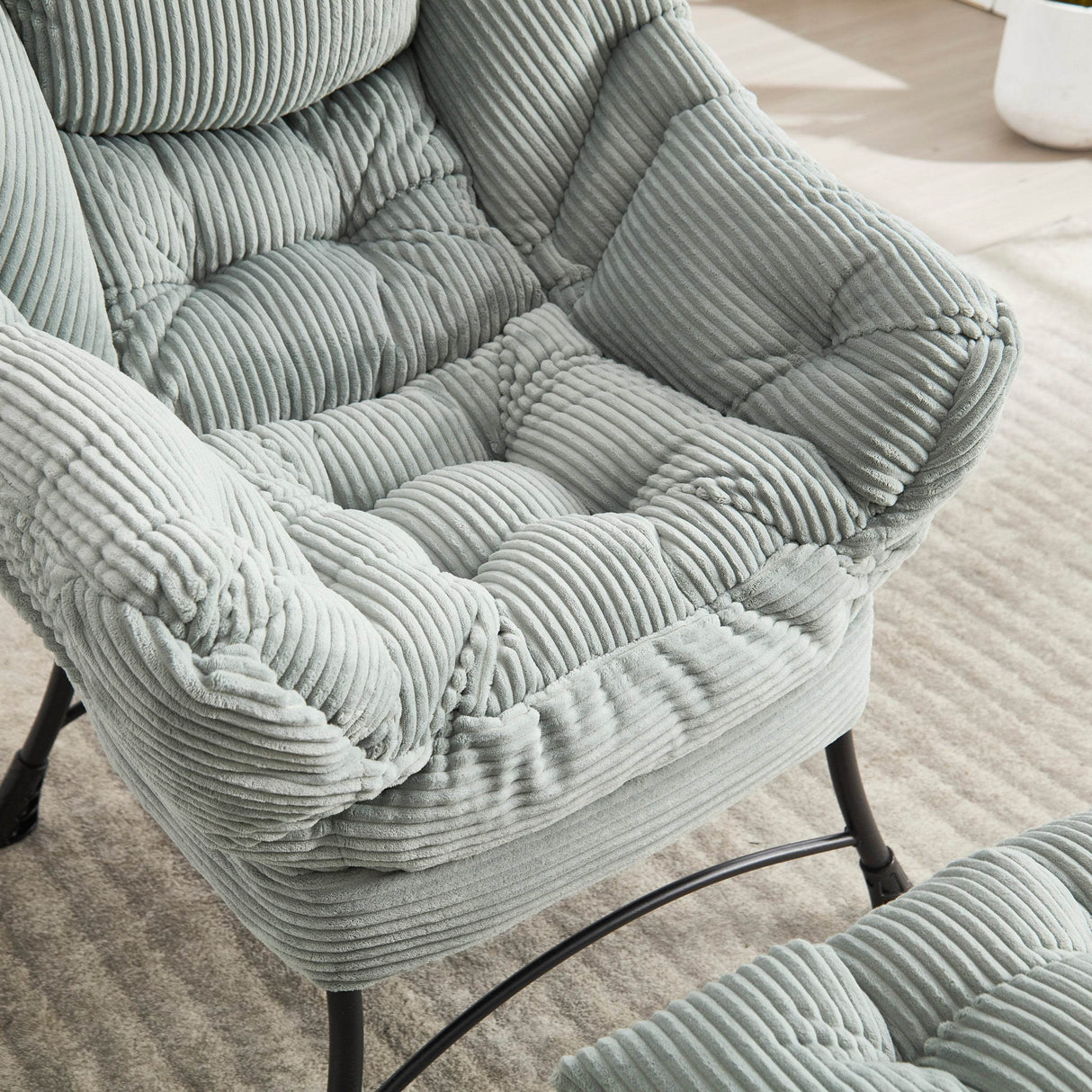 Soft Lounge Chair With Ottoman And Side Pocket - Sleep Galleria