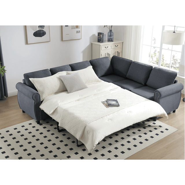 6-Seater Medium-Soft L-Shaped Pull-Out Sleeper Sofa - Omega Lifestyles