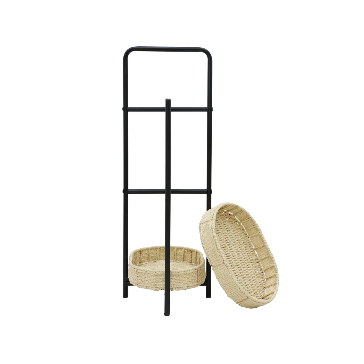 Farmhouse 3-Tier Handwoven Paper Rope Side Table - Omega Lifestyles