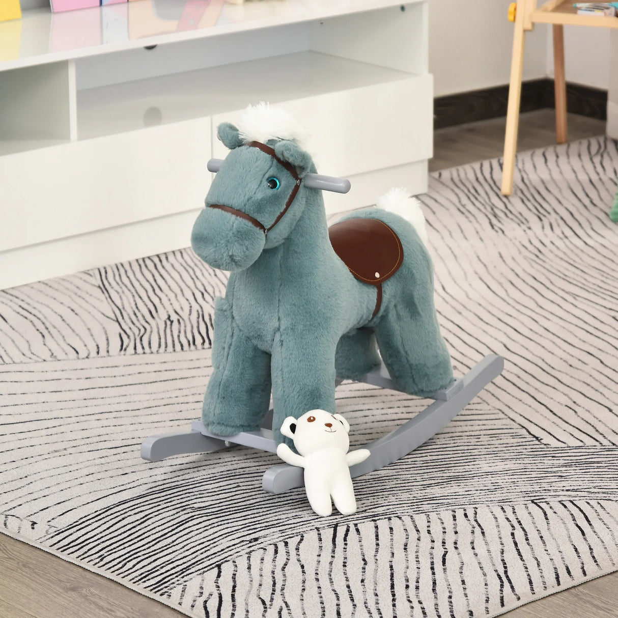 Kids Plush Ride-On Rocking Horse With Realistic Sounds - Omega Lifestyles