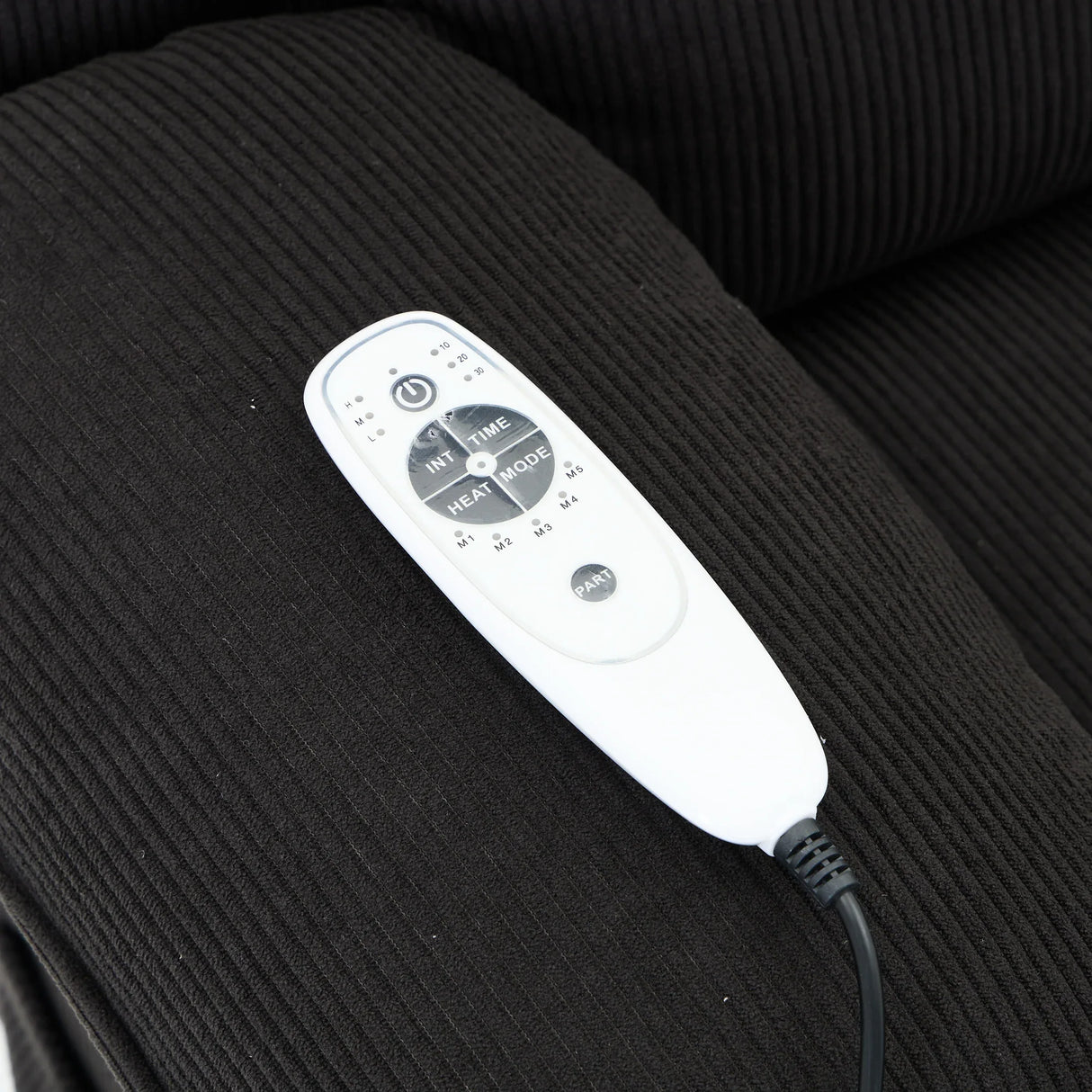 Medium-Firm Corduroy Remote-Controlled Heating Massage Recliner - Omega Lifestyles