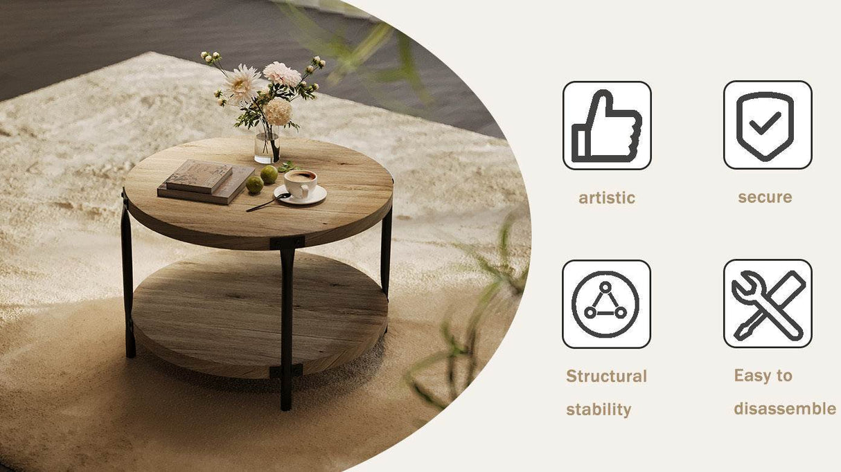 Modern Minimalist Double-Layer Wooden Coffee Table - Sleep Galleria
