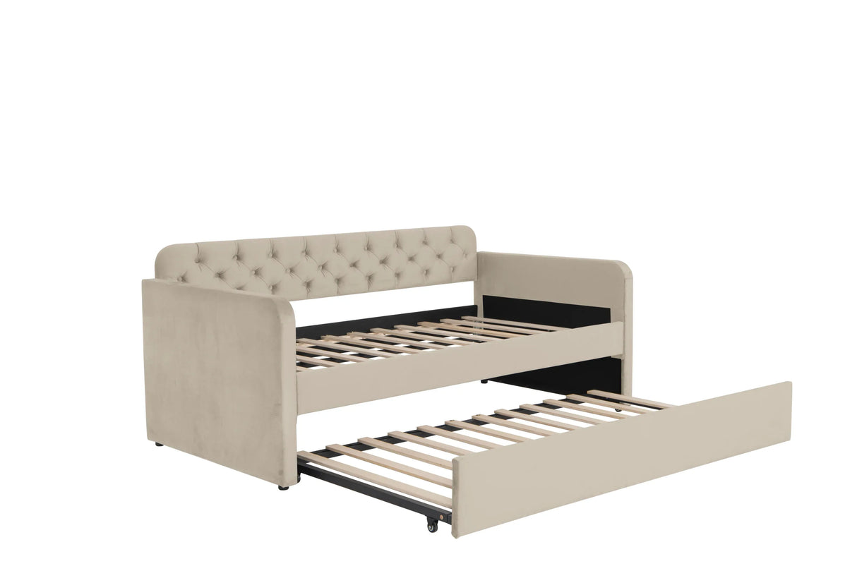 Twin Velvet Upholstered Daybed Frame With USB Charging - Omega Lifestyles