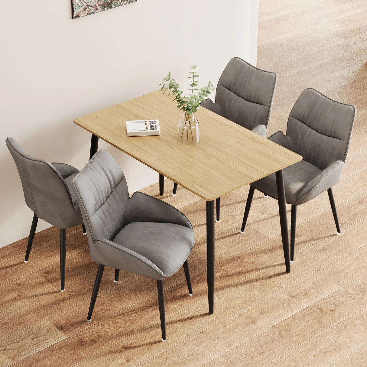 Modern Minimalist Wood Grain Dining Table Chair Set - Omega Lifestyles