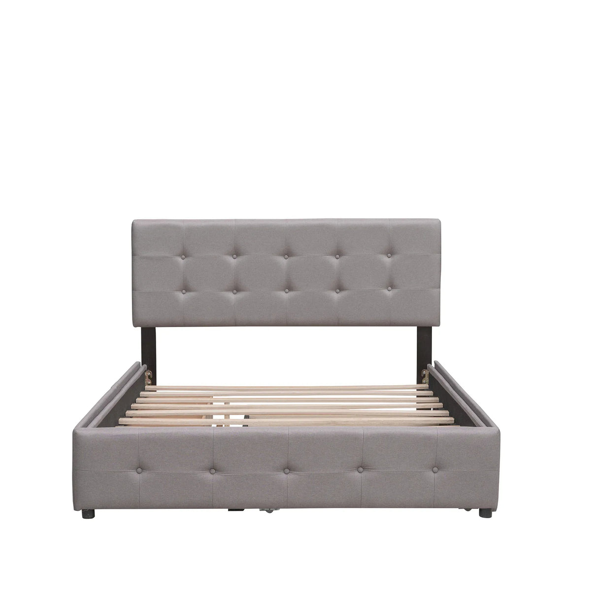 Upholstered Platform Bed With Drawers And Twin XL Trundle - Omega Lifestyles