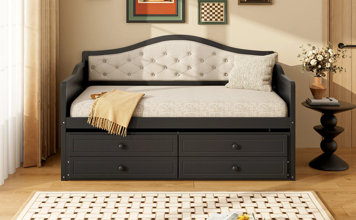 Twin Daybed With Pull-Out Trundle And Storage Drawers - Omega Lifestyles