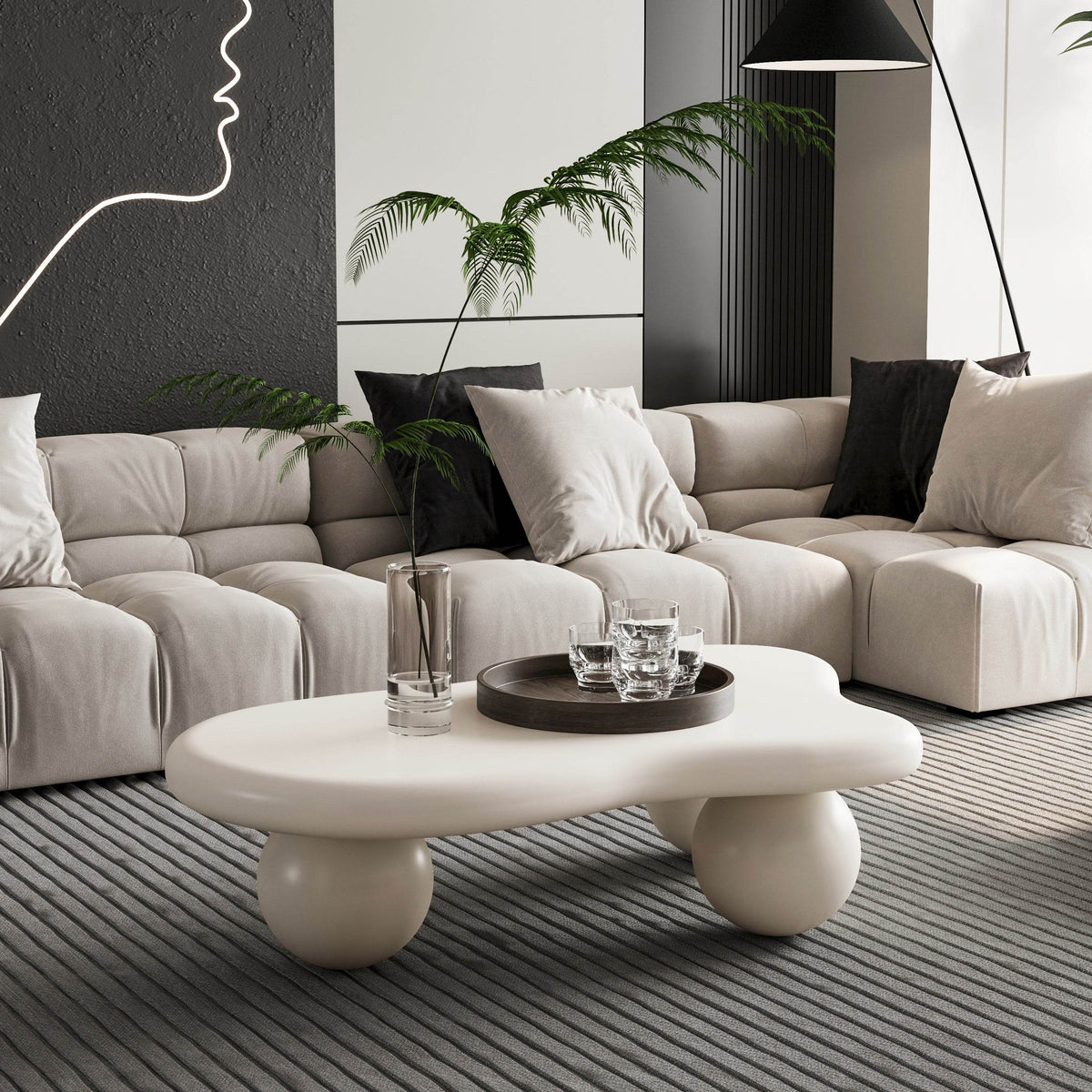 Modern 40-Inch Cloud Shaped Lacquered Coffee Table - Sleep Galleria