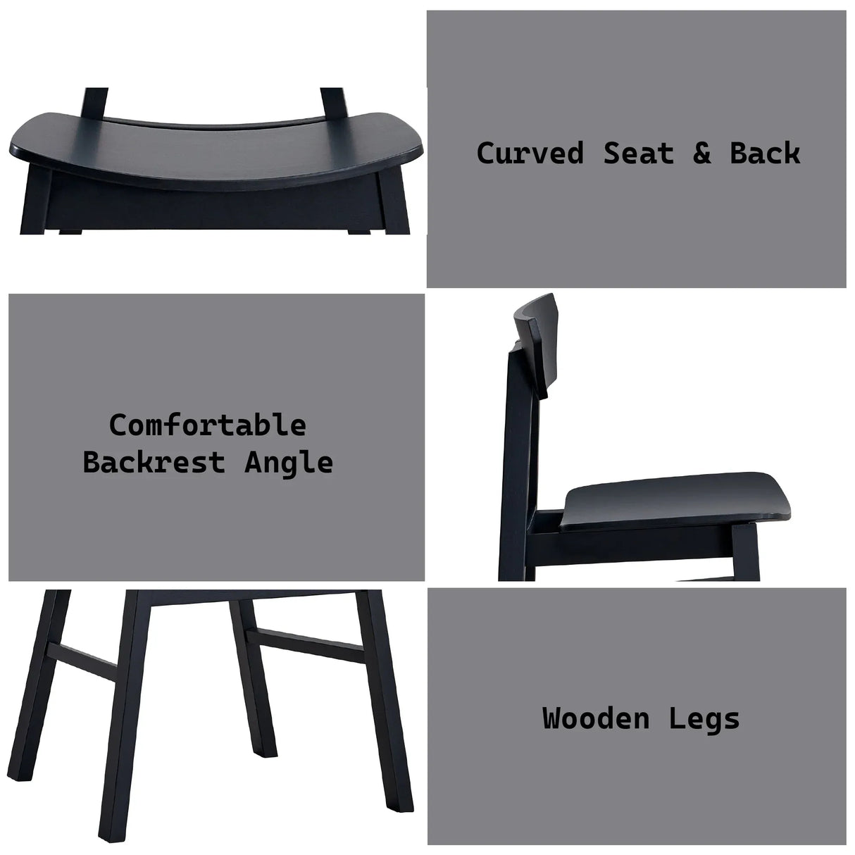 5-Piece Black Synthetic Wood Dining Table Chair Set - Omega Lifestyles