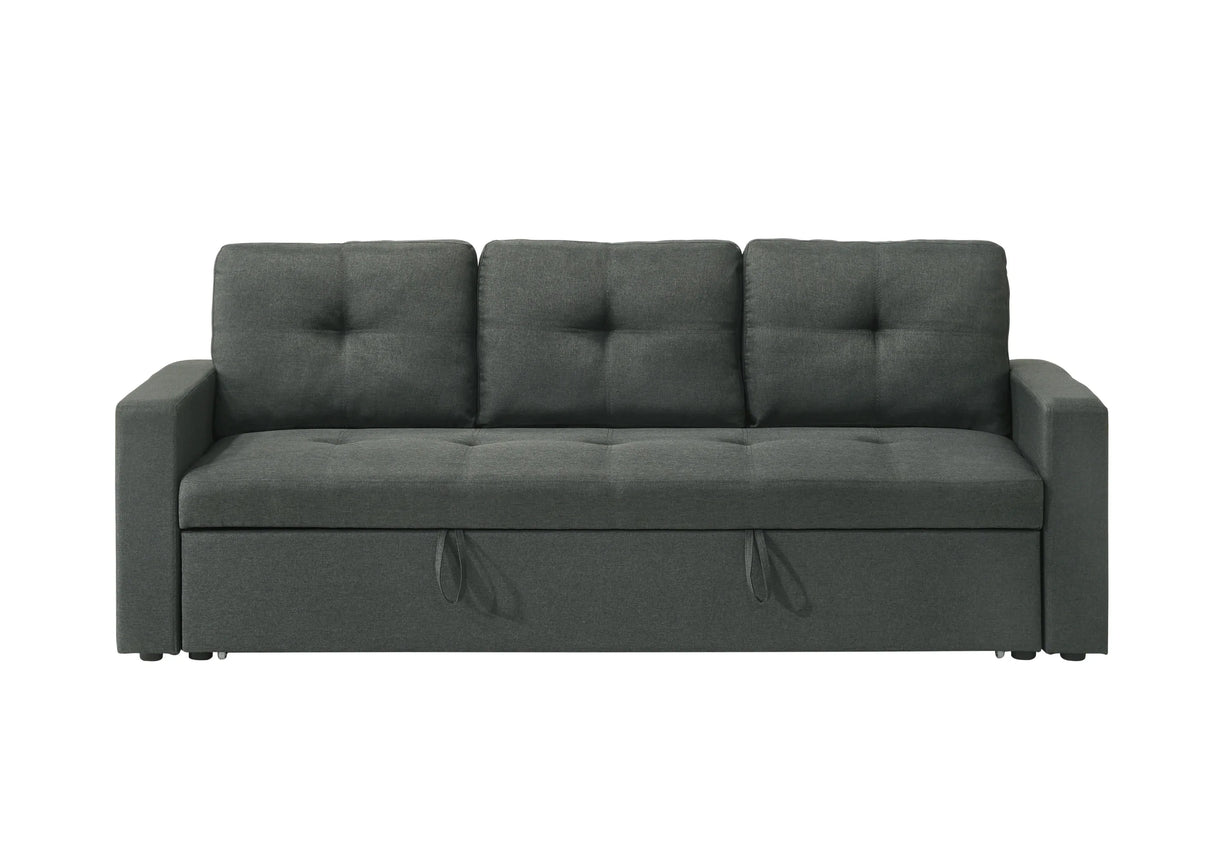 Burleigh Dark Gray Fabric 3-Seat Sleeper Sofa With Tufted Cushions - Omega Lifestyles