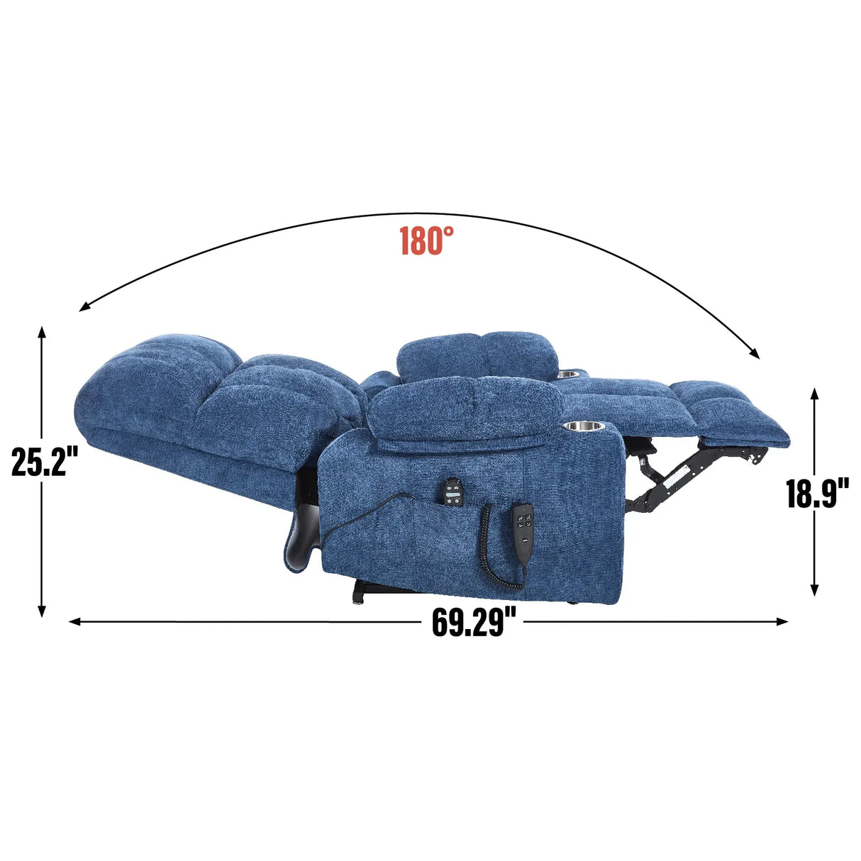 Blue Medium-Firm Power Lift Recliner Chair With Massage - Omega Lifestyles