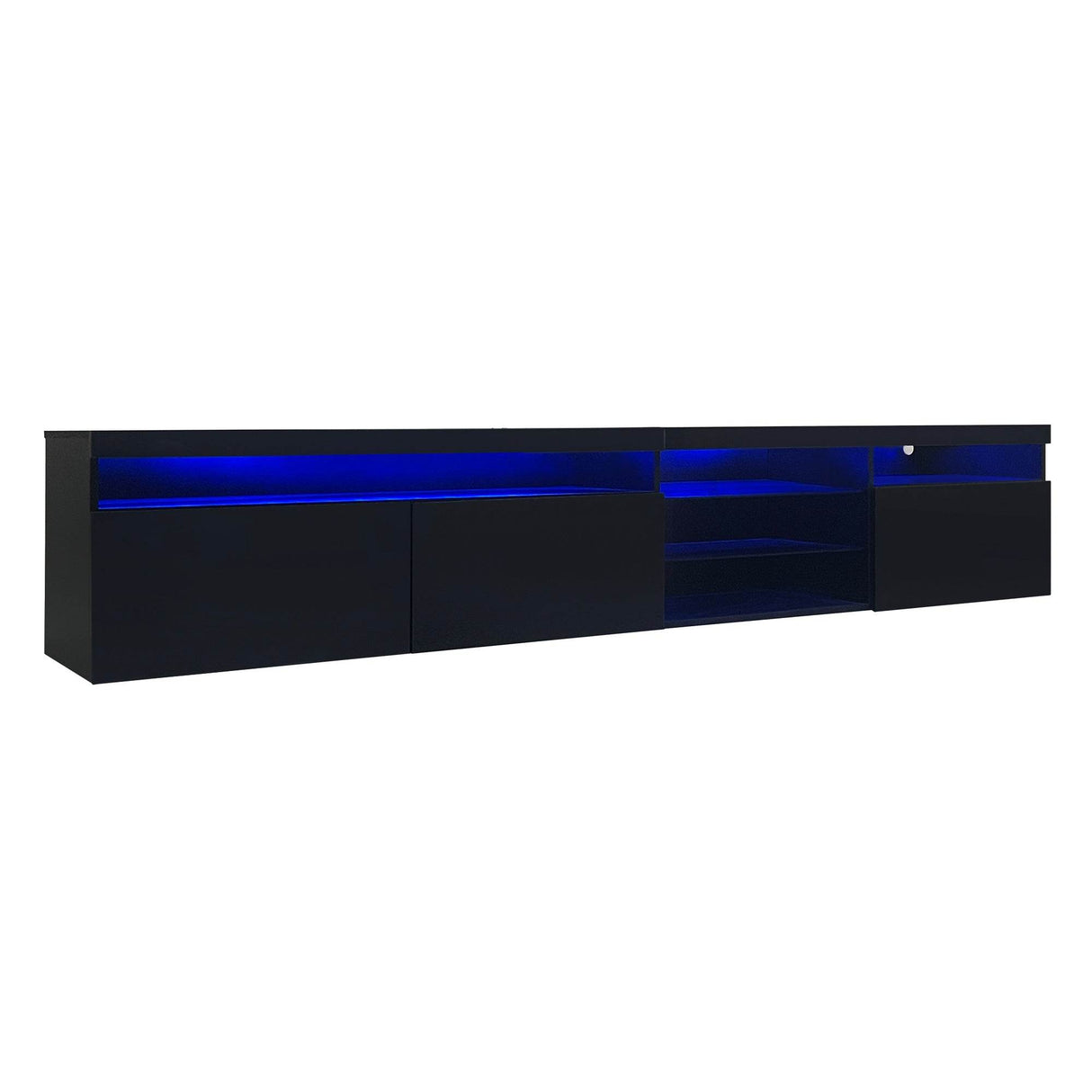 Modern Black Particle Board TV Stand With LED Lighting - Sleep Galleria