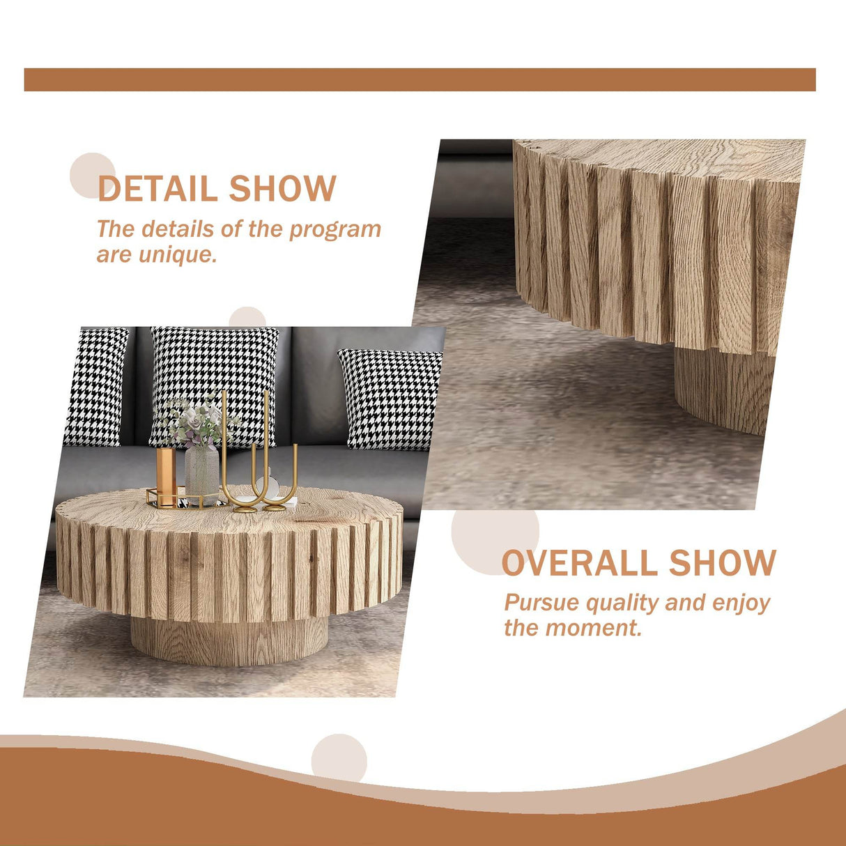 Modern Minimalist Round Wood MDF Coffee Table - Sleep Galleria