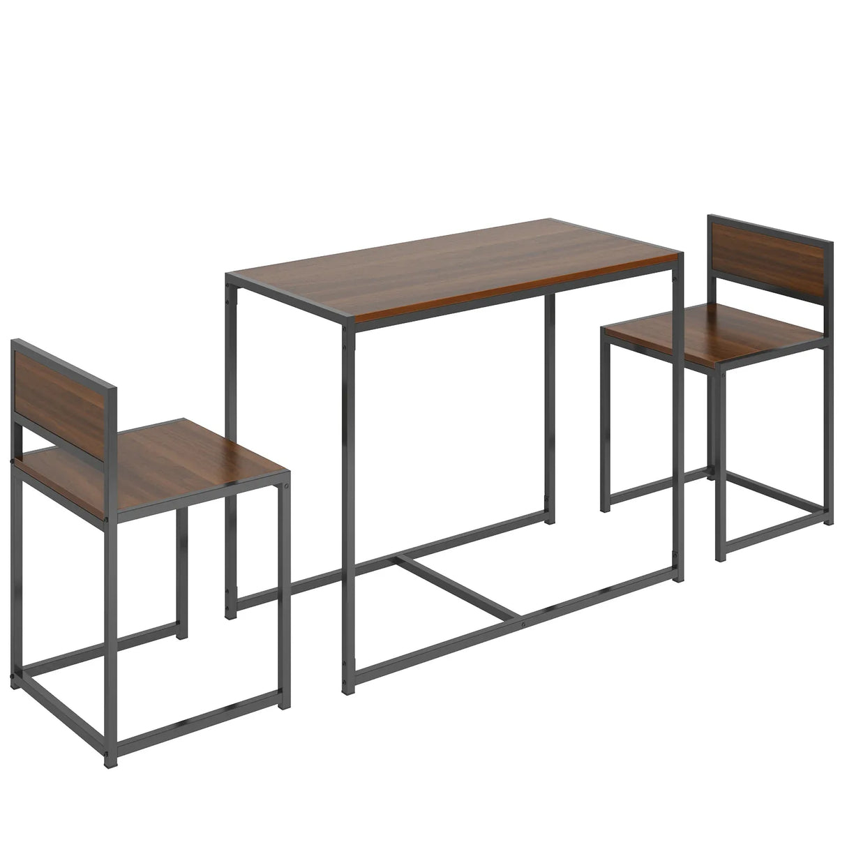 Modern Rectangular Brown MDF 3-Piece Dining Table Set - Omega Lifestyles