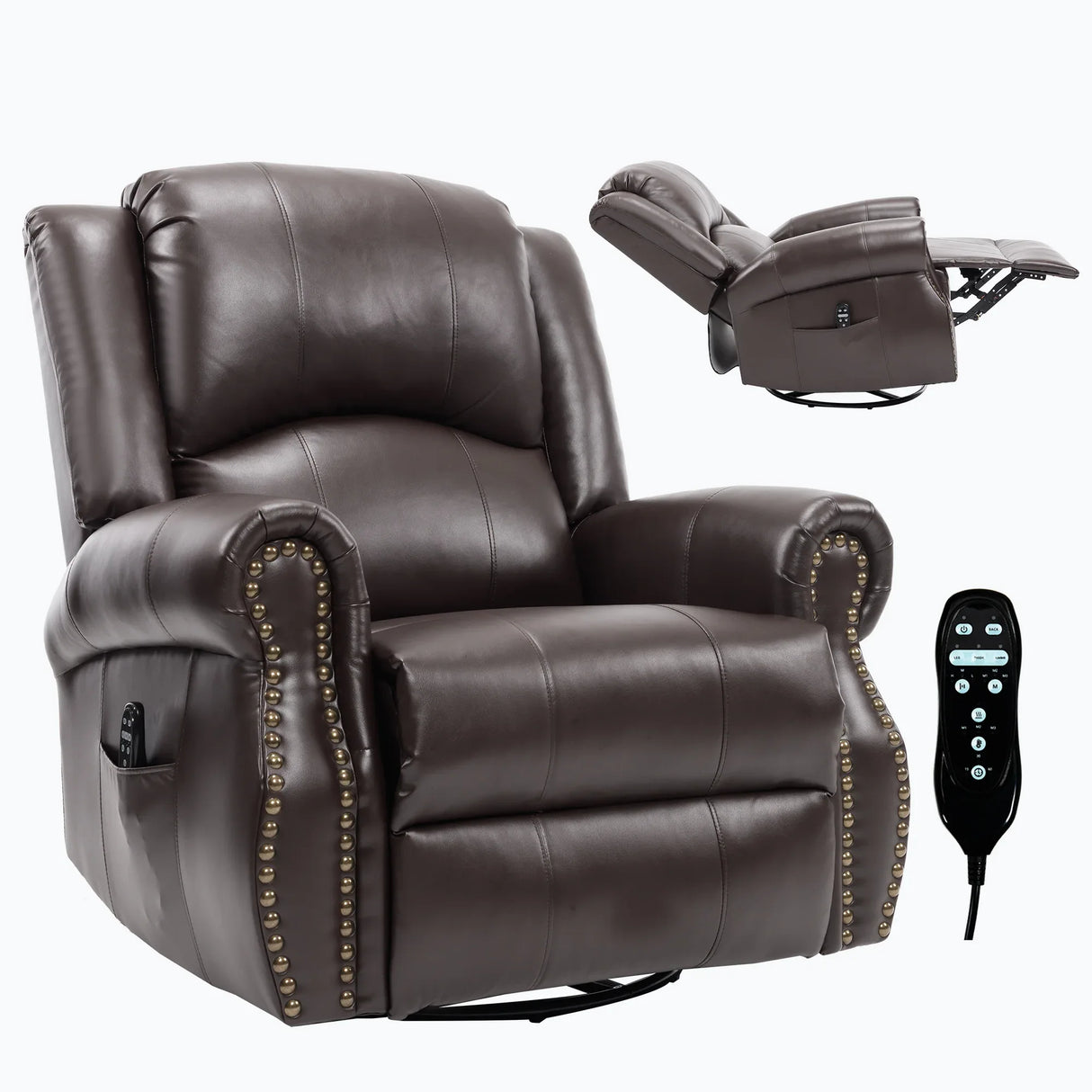 Heat Massage Medium-Firm Swivel Rocker Recliner Chair - Omega Lifestyles