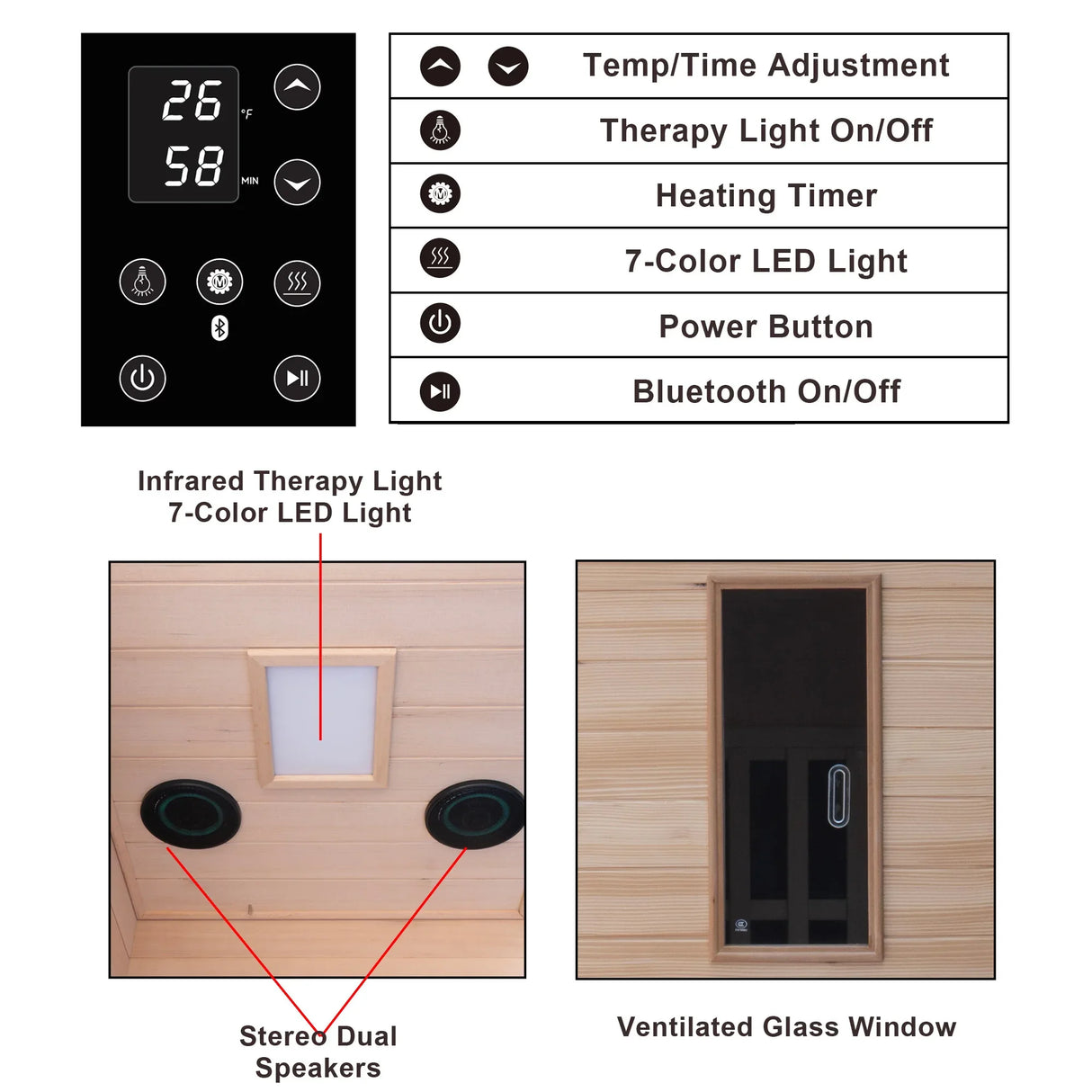 Infrared 1-Person Hemlock Wood Dry Sauna With Bluetooth - Omega Lifestyles