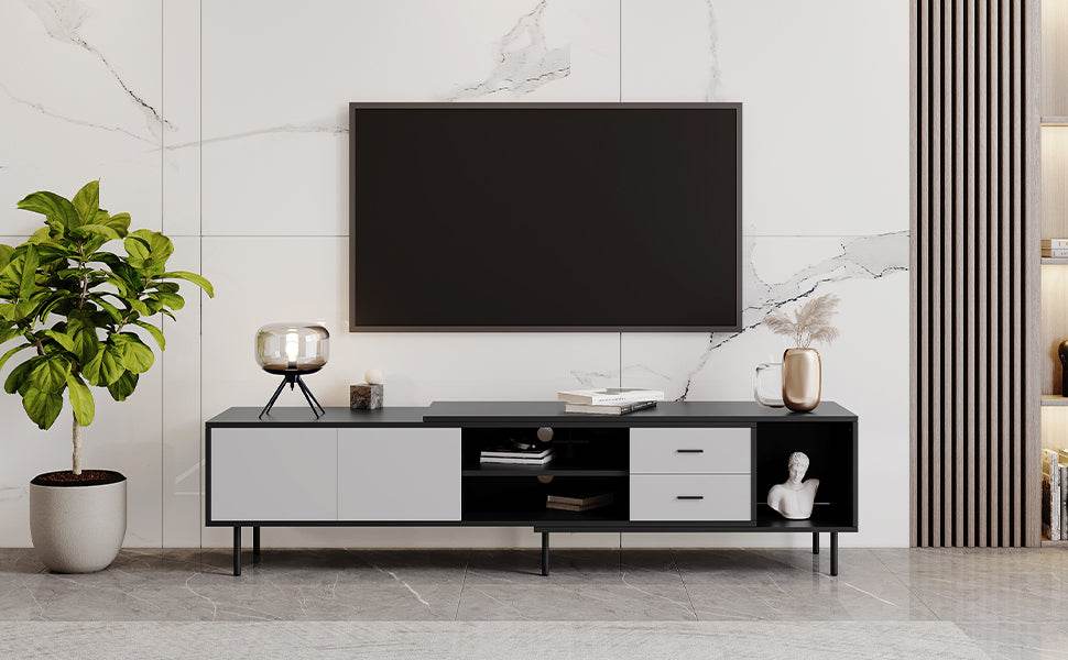 Modern Minimalist Black Grey MDF TV Stand - Sleep Galleria