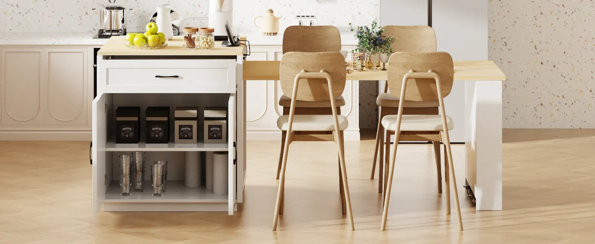 Extendable Kitchen Island With Dining Table Storage - Omega Lifestyles