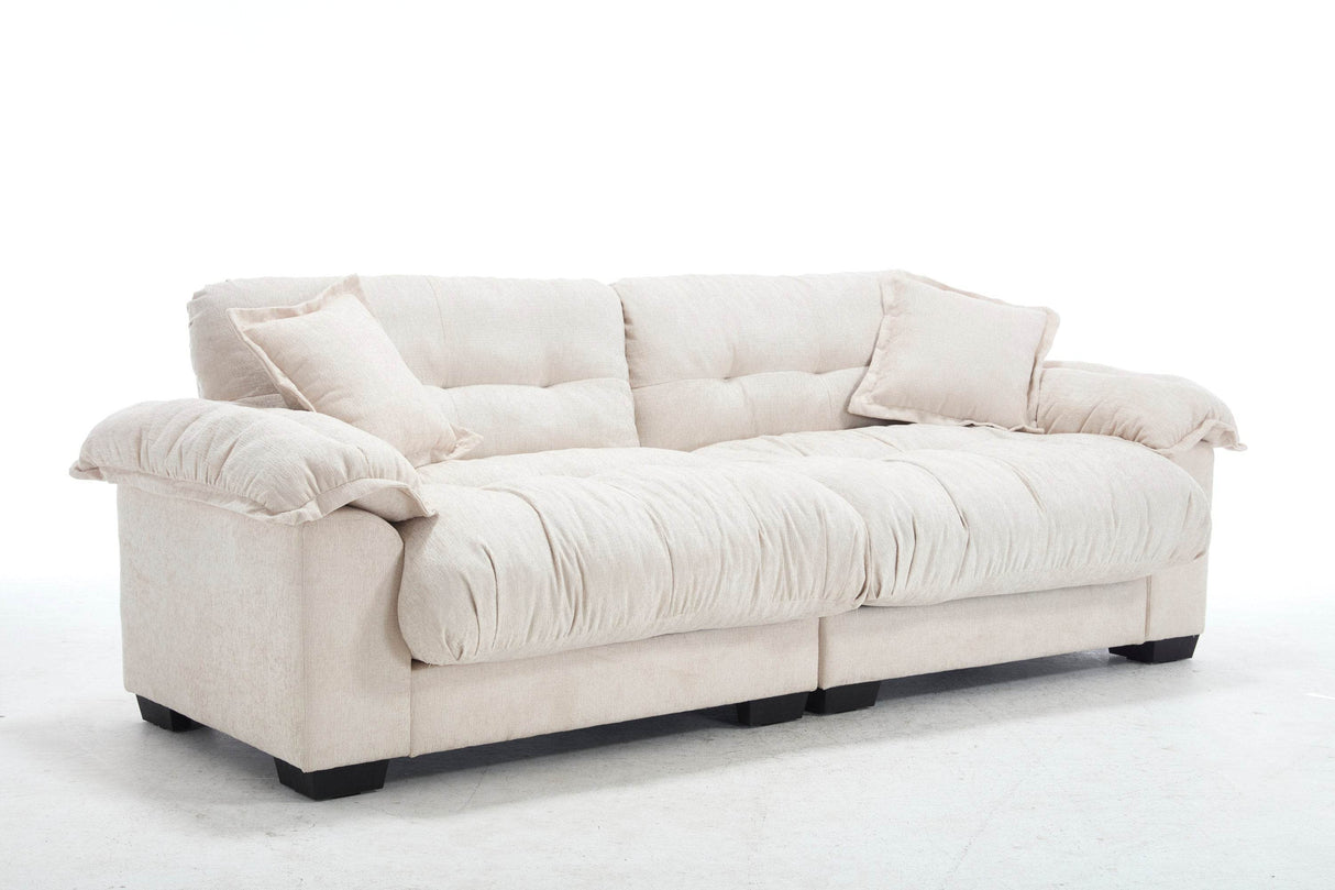 Casual 3-Seater Chenille Pleated Sofa - Omega Lifestyles