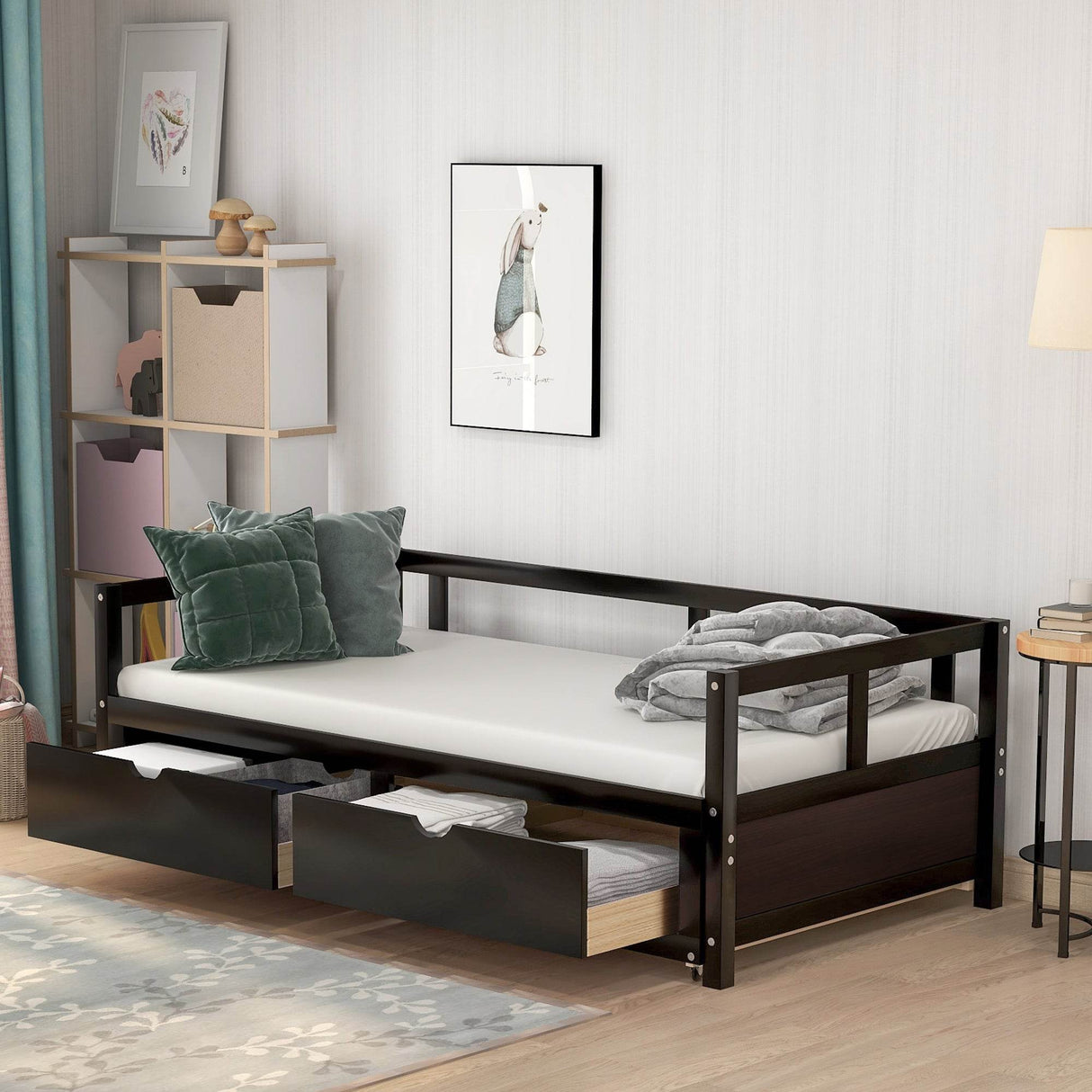 Twin Extendable Solid Wood Daybed With Trundle And Storage Drawers - Omega Lifestyles