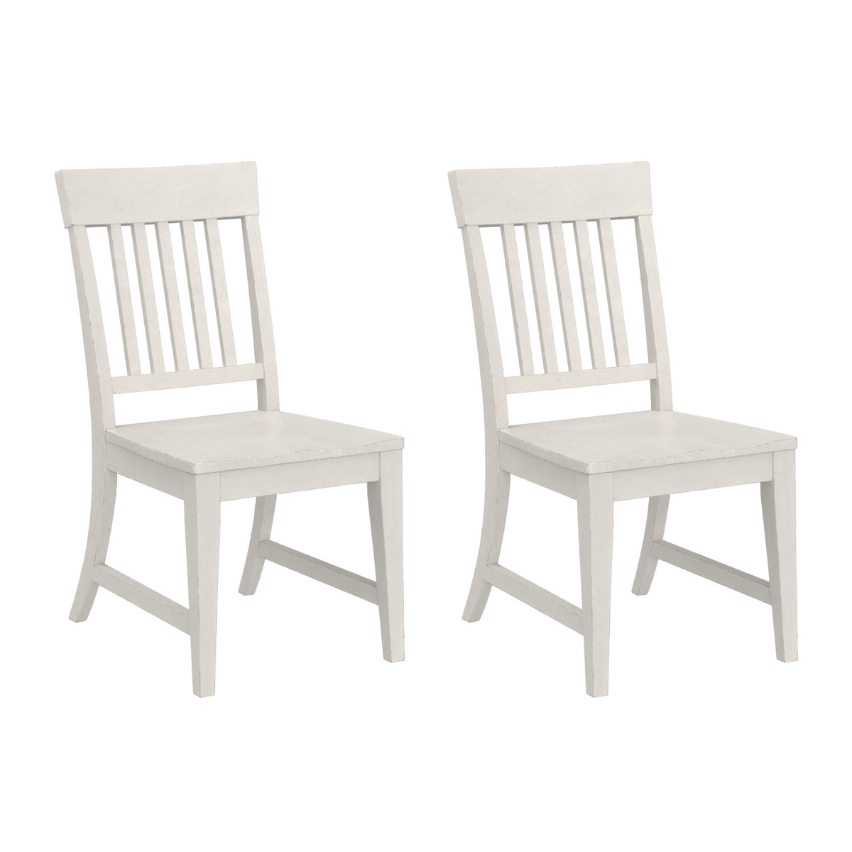 Set of 2 White Solid Wood Farmhouse Dining Chairs